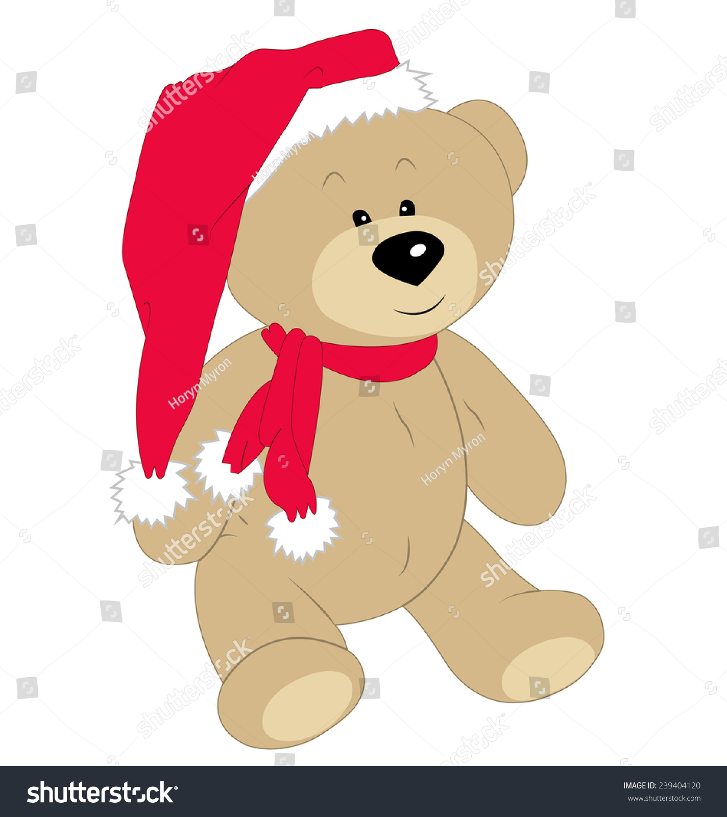 Christmas Teddy Bear On White Background Stock Vector 239404120 ...