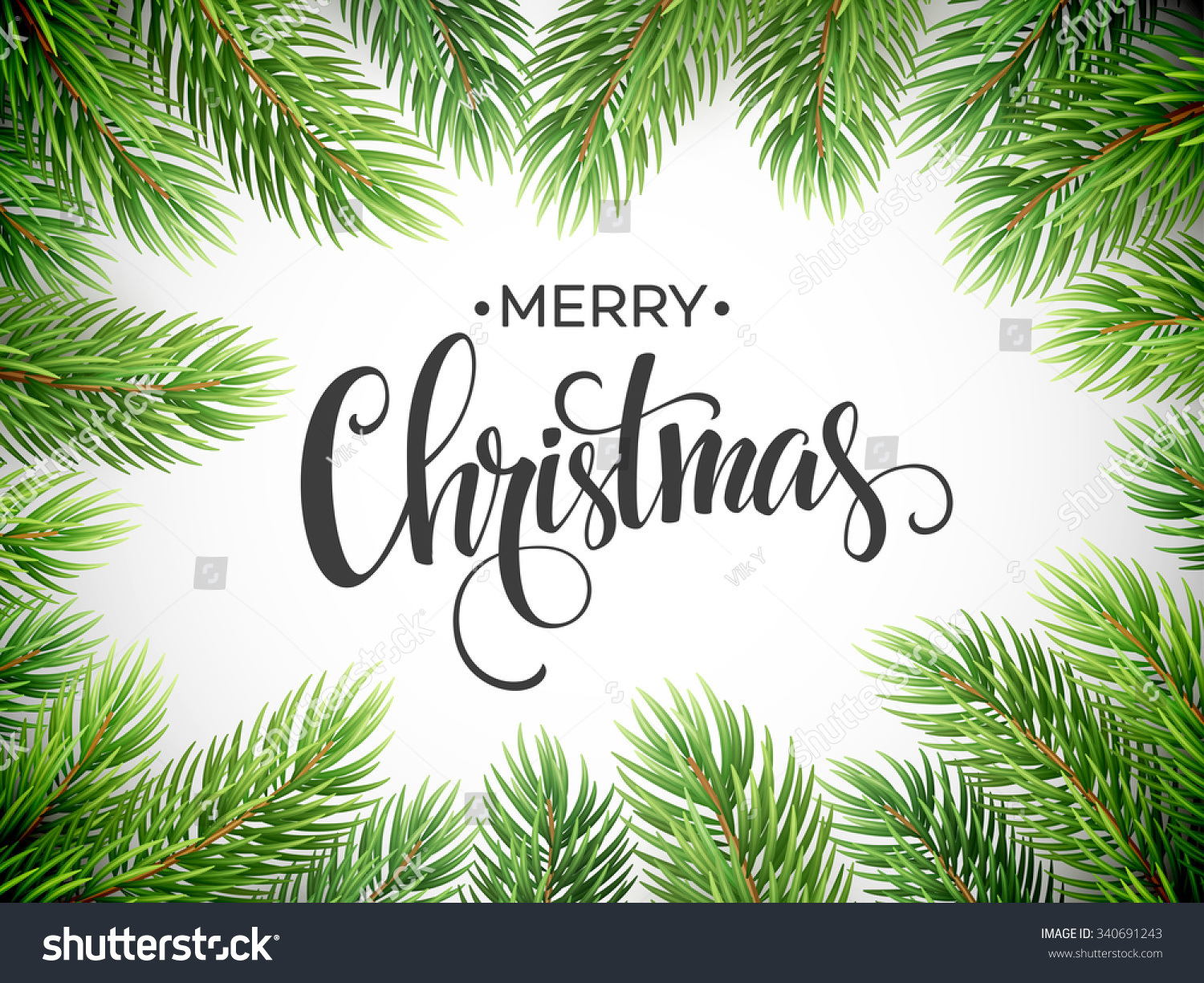 Christmas Tree Branches Border. Vector Illustration Eps10 - 340691243 ...