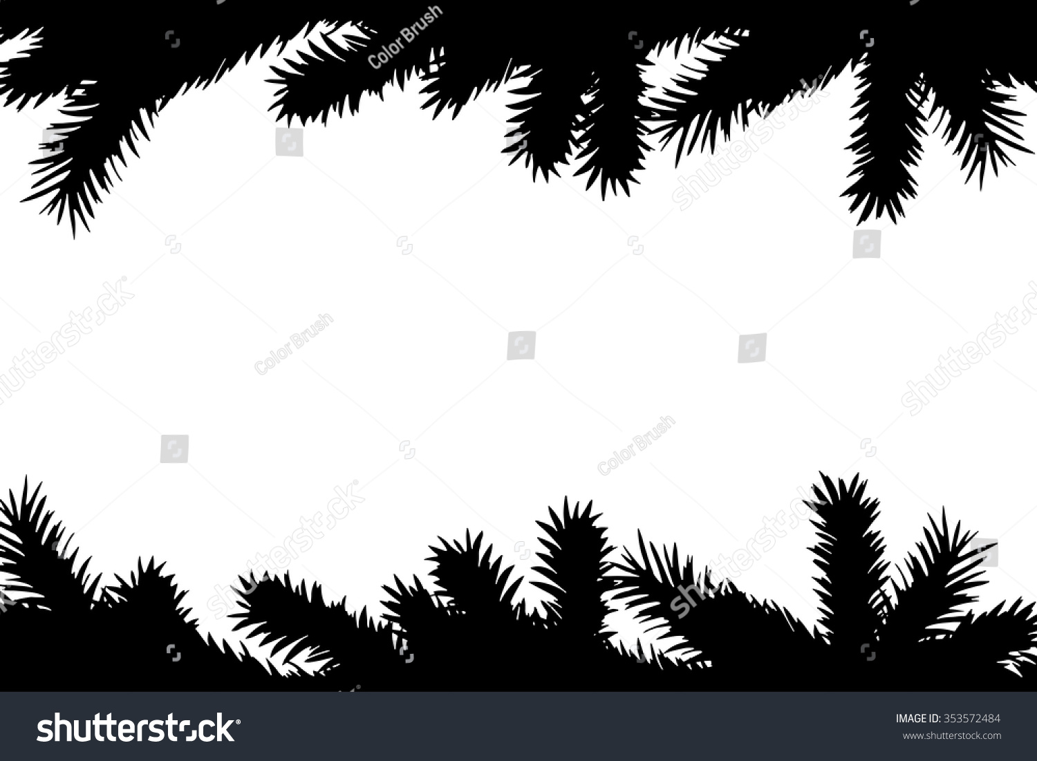 Christmas Tree Branches Borders Black Silhouette Stock Vector 353572484 ...