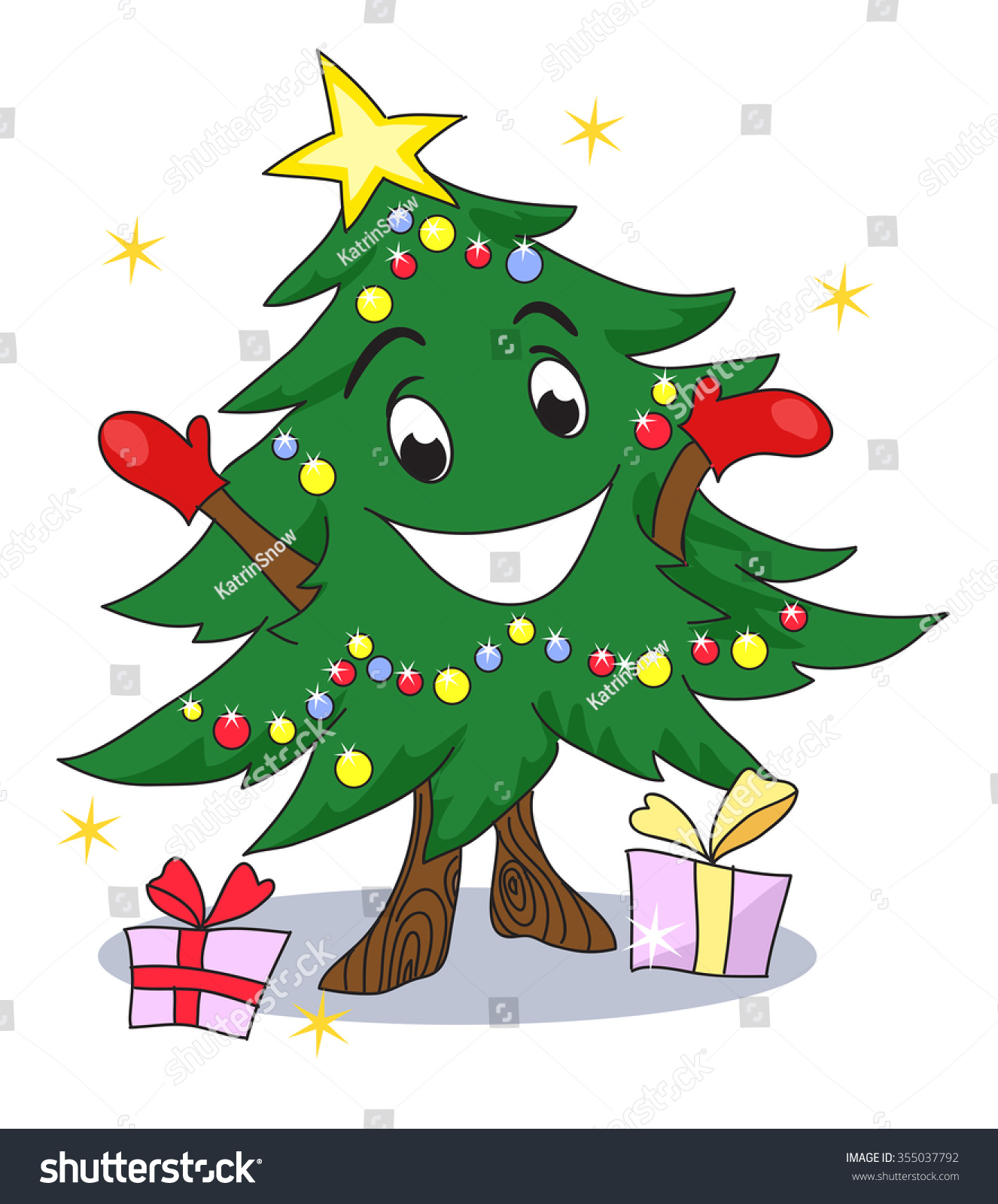 Christmas Tree Character. Funny Animated Christmas Tree, Gives You ...