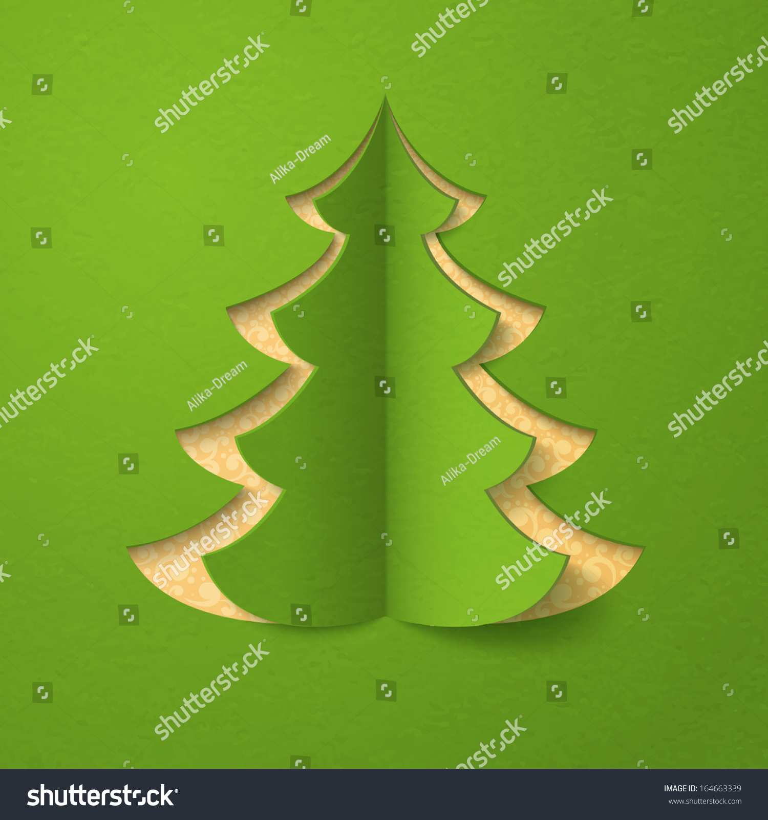 Christmas Tree Cut Out Green Paper Stock Vector 164663339 - Shutterstock