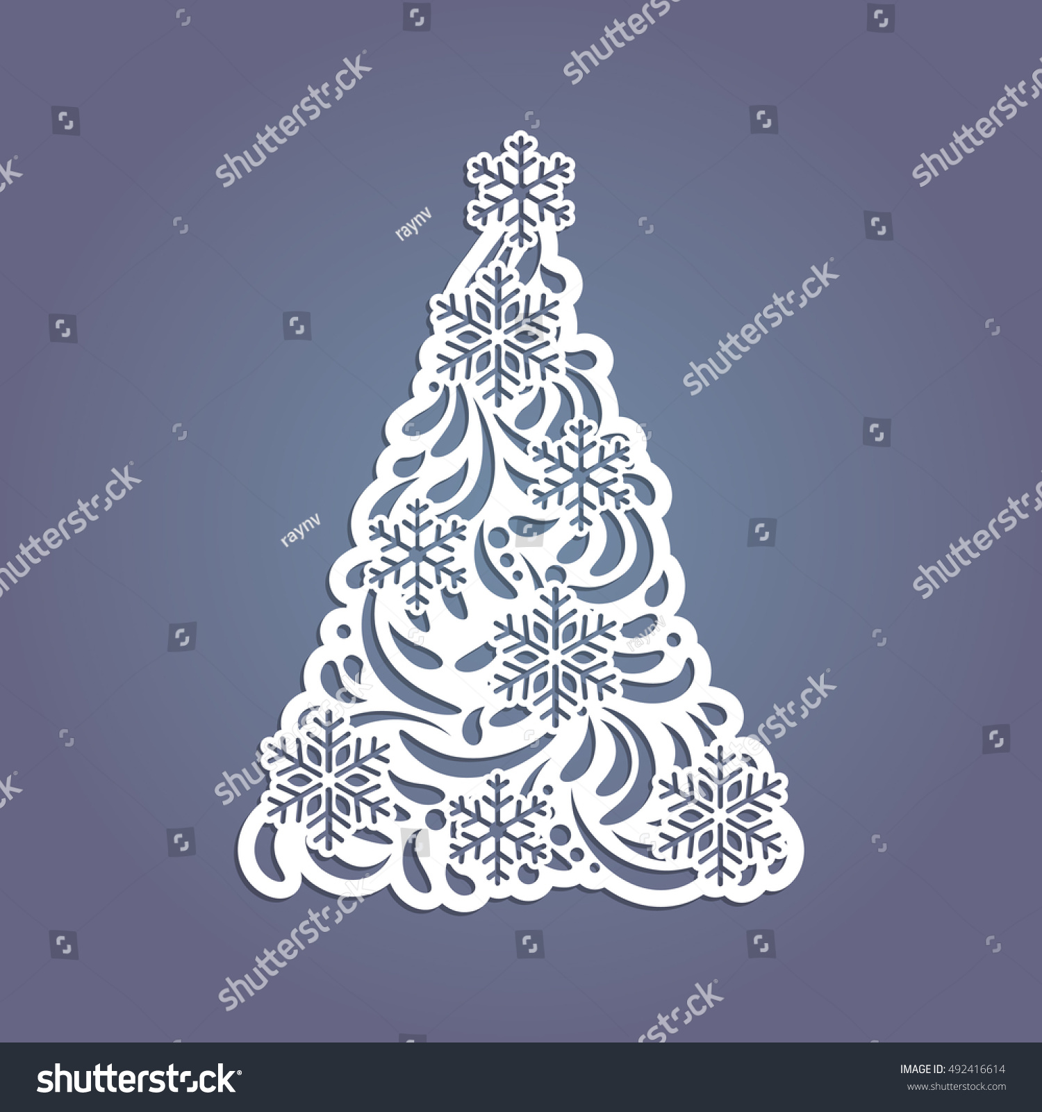 Christmas Tree Cut Out Paper Template Stock Vector 492416614 - Shutterstock