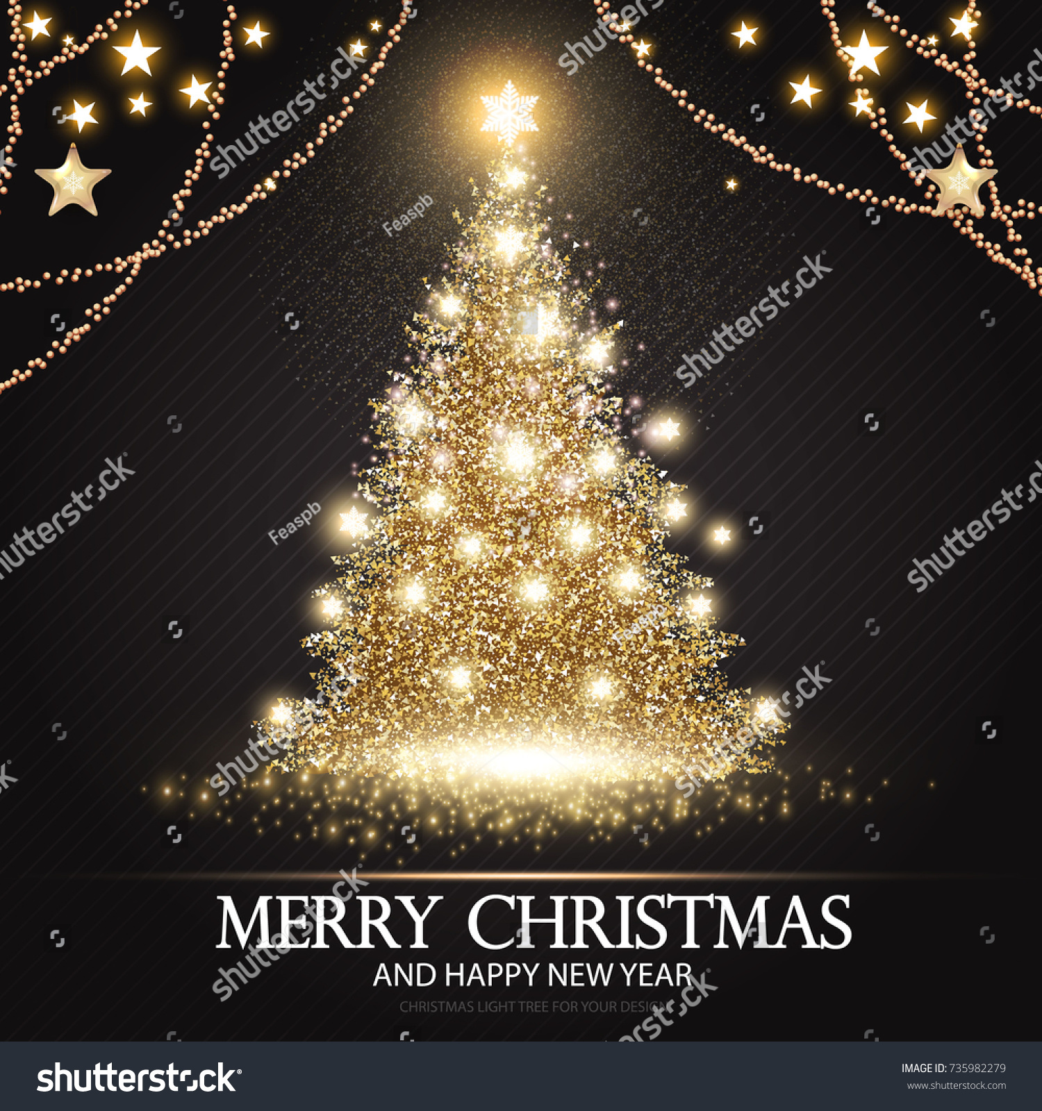 Albero Di Natale Zecchino Doro.Immagine Vettoriale Stock 735982279 A Tema Albero Di Natale Elegante Modello Di Royalty Free