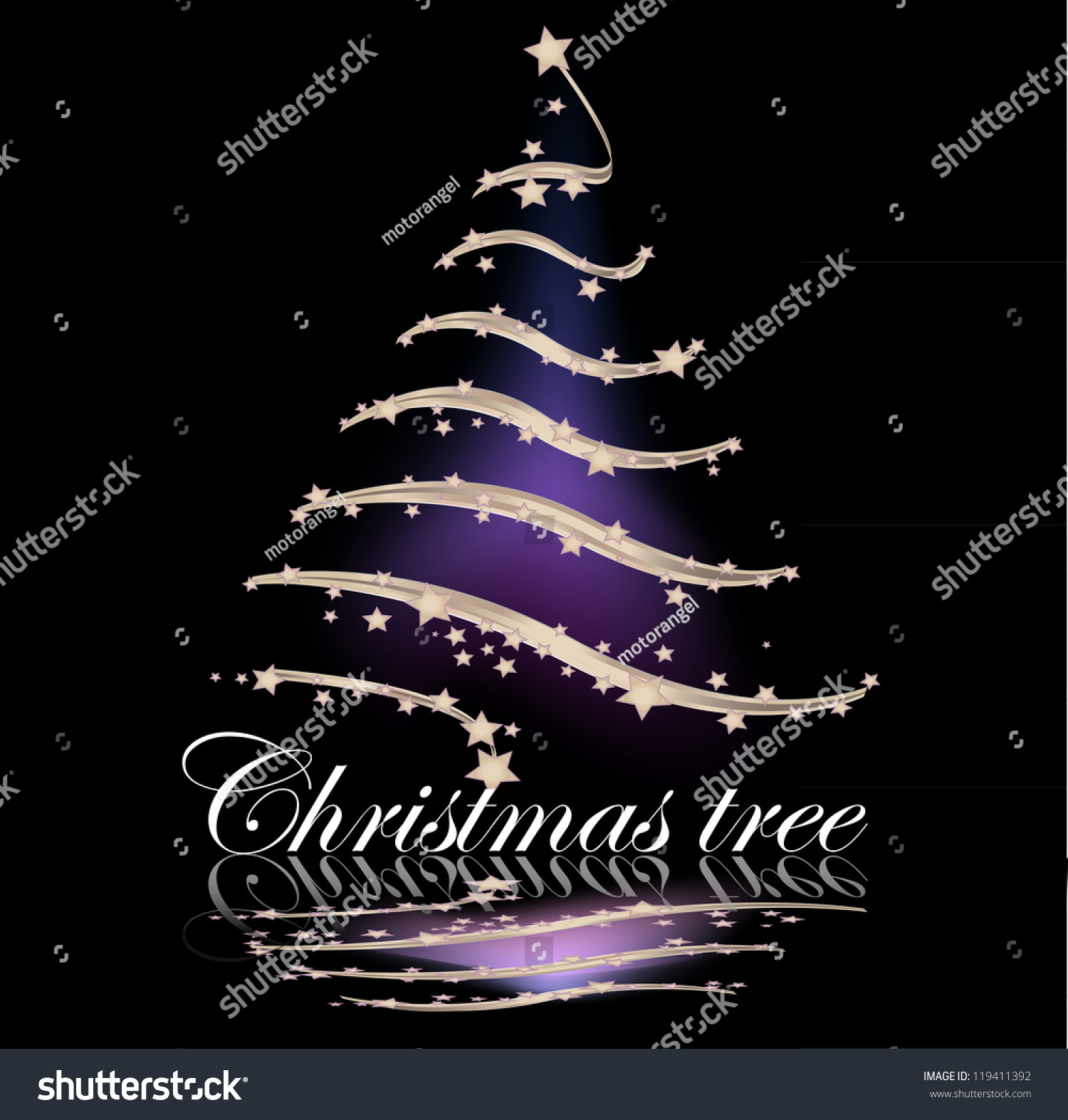 Christmas Tree From Gold Stars On The Black Background Stock Vector Illustration 119411392