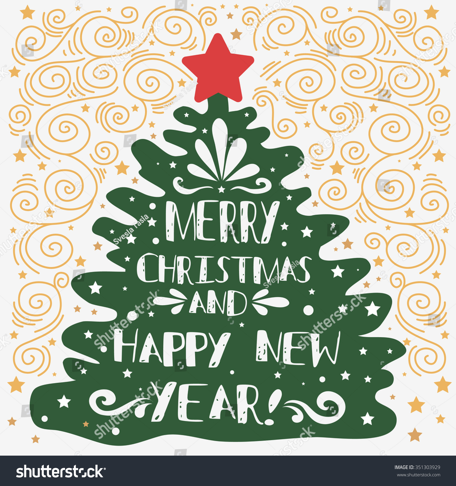 Christmas Tree. Merry Christmas And Happy New Year / Quote Stock Vector