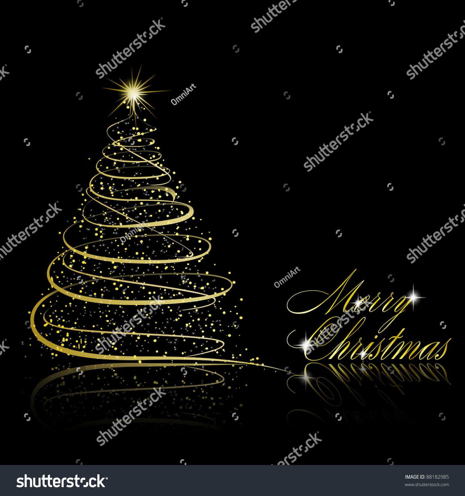 Christmas Tree On Black Background. Vector Eps10 Illustration ...