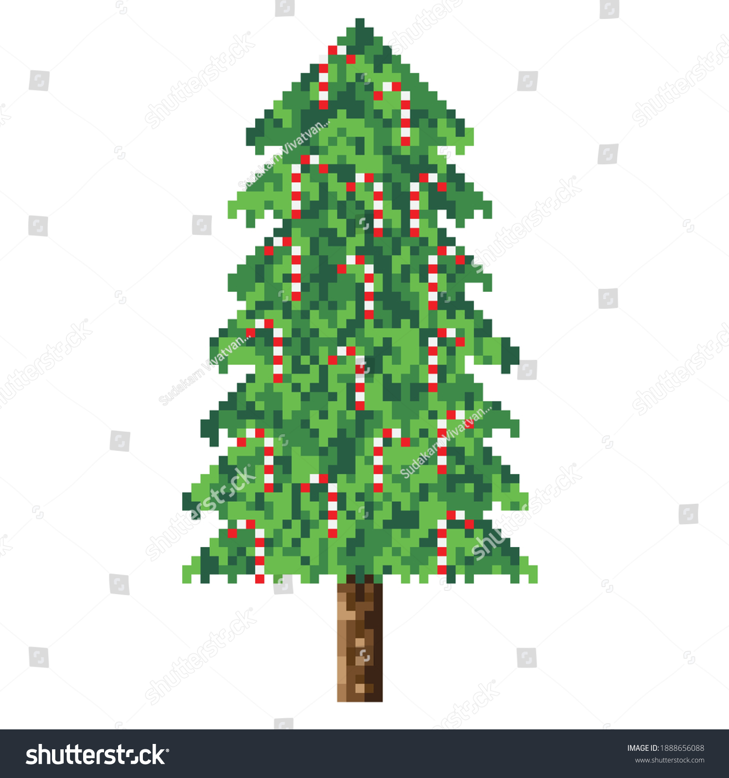 Christmas Tree Pixel Art Vector Illustration Stock Vector (Royalty Free ...