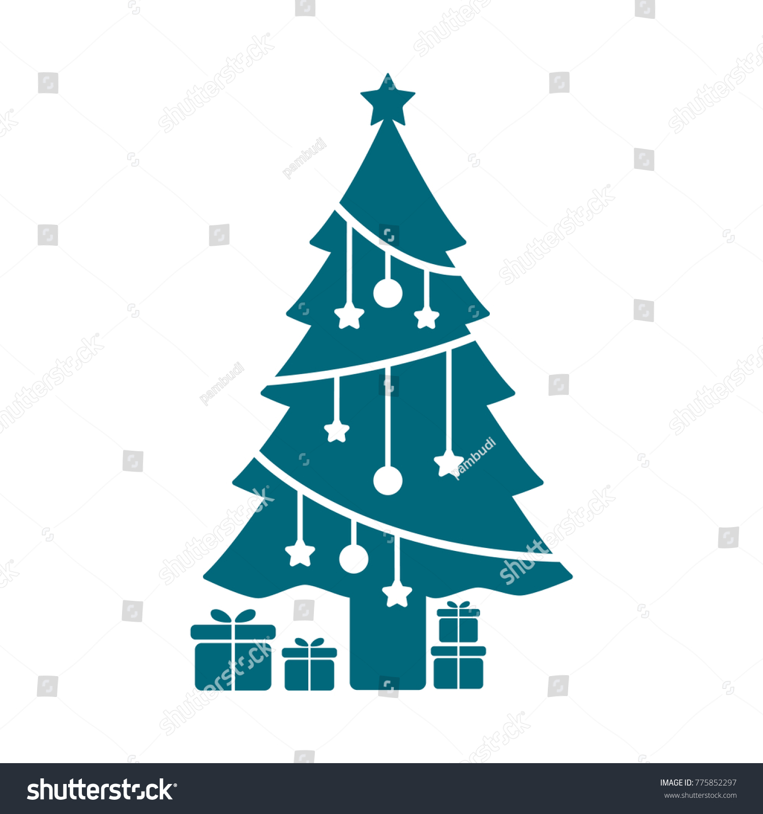 Christmas Tree Vector Icon Christmas Pine Stock Vector Royalty Free 775852297