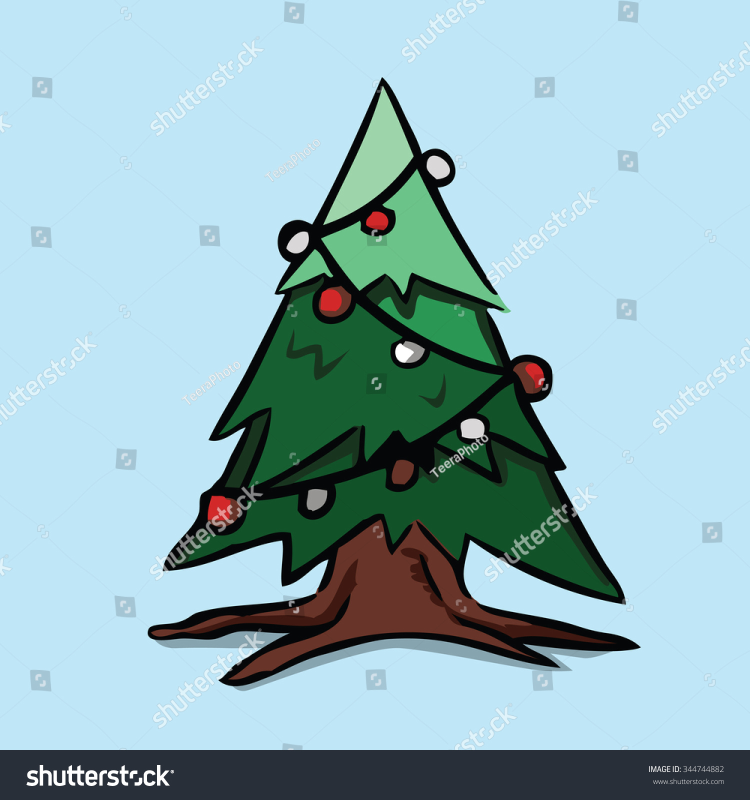 Christmas Tree, Vector Illustration. - 344744882 : Shutterstock