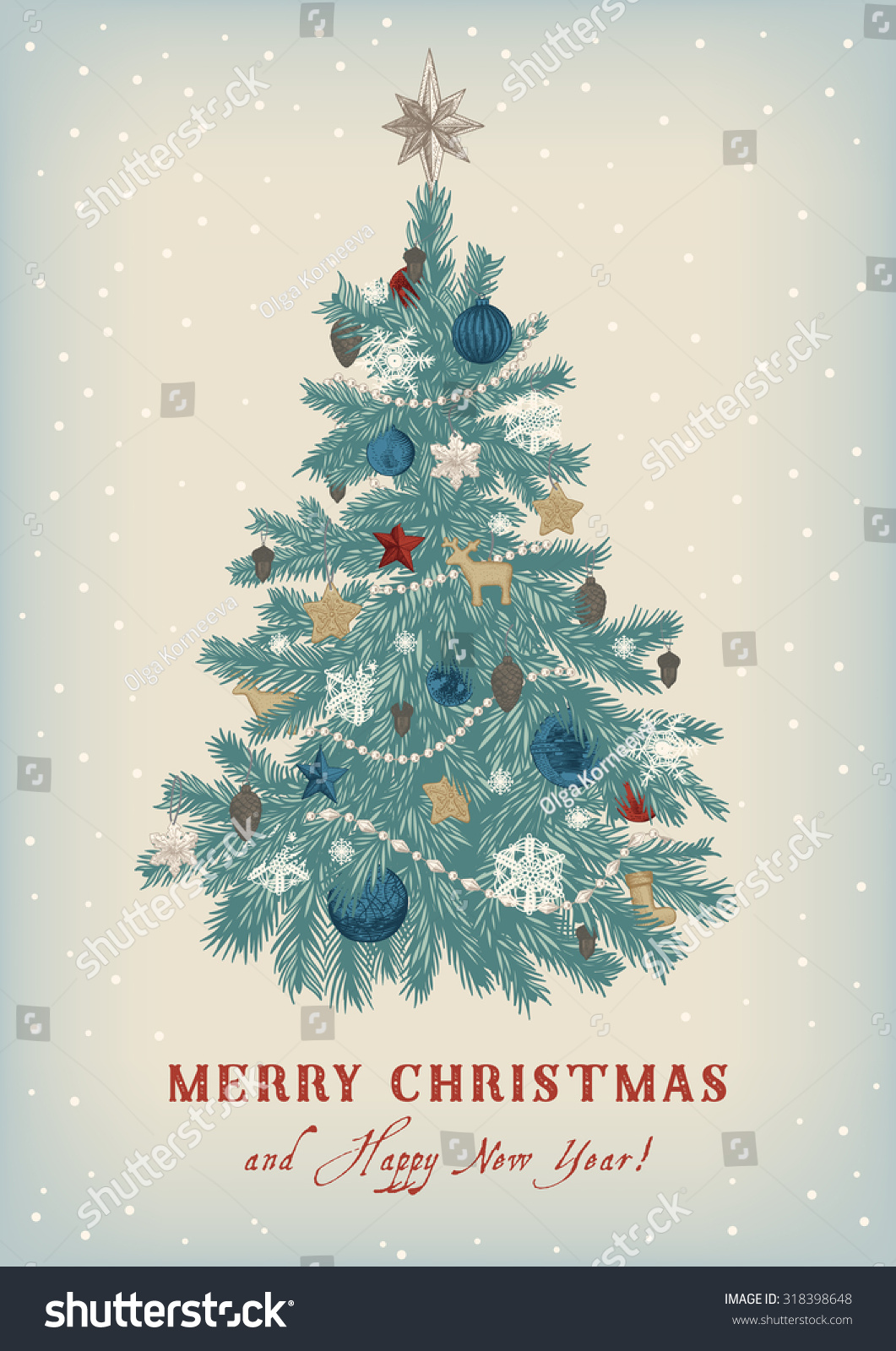 Download Christmas Tree Vector Vintage Illustration Merry Stock Vector Royalty Free 318398648 3D SVG Files Ideas | SVG, Paper Crafts, SVG File