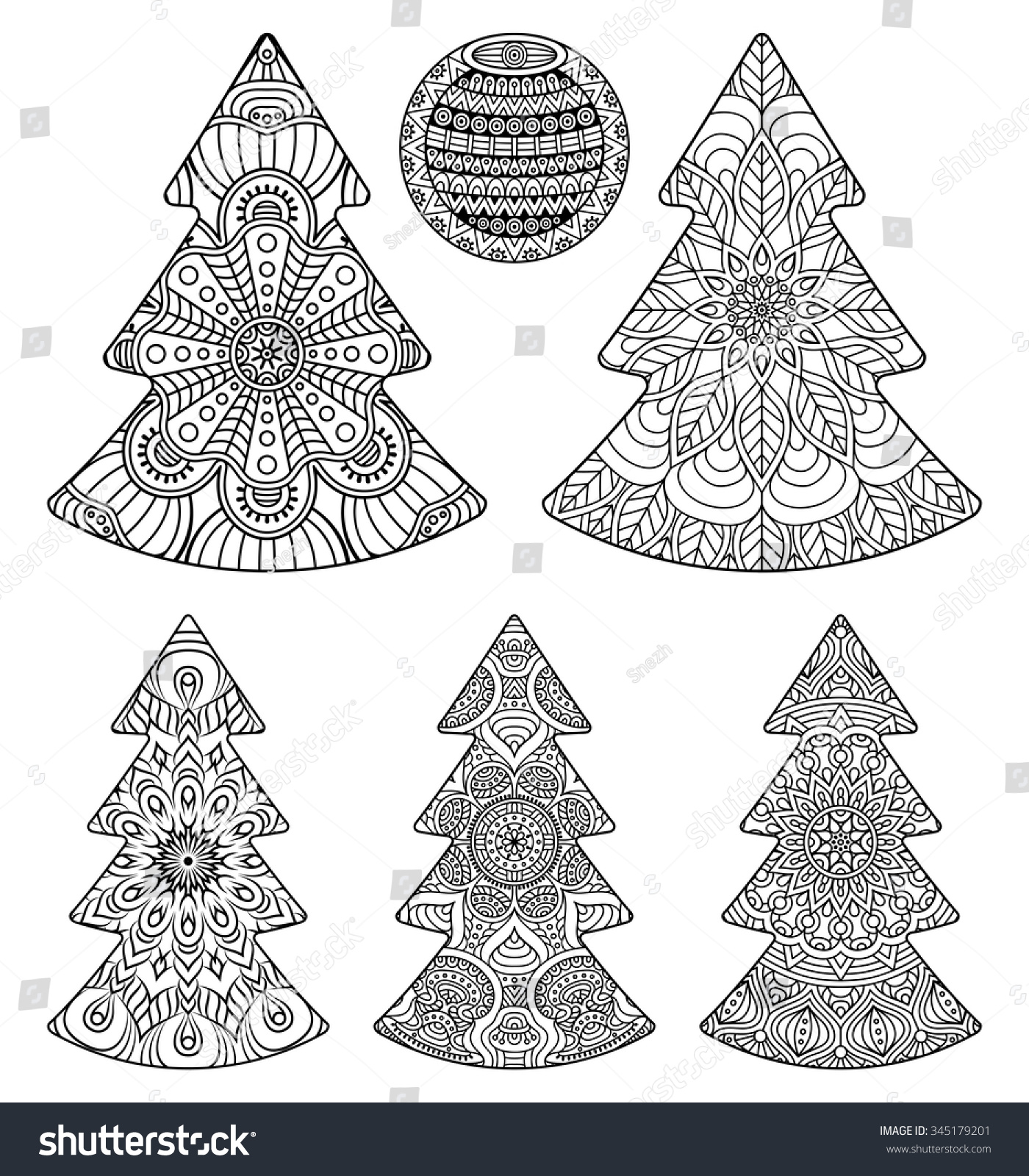 Download Christmas Tree Mandala Vintage Decorative Elements Stock ...