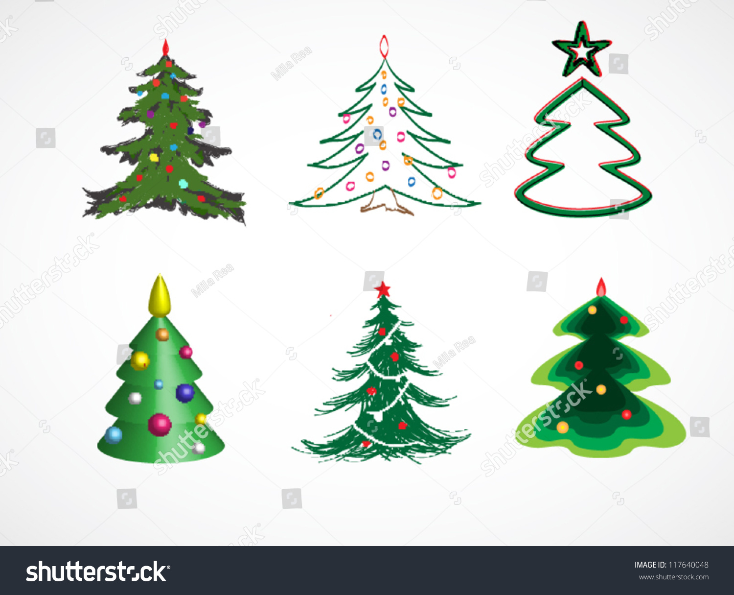 Christmas Trees Stock Vector Illustration 117640048 : Shutterstock