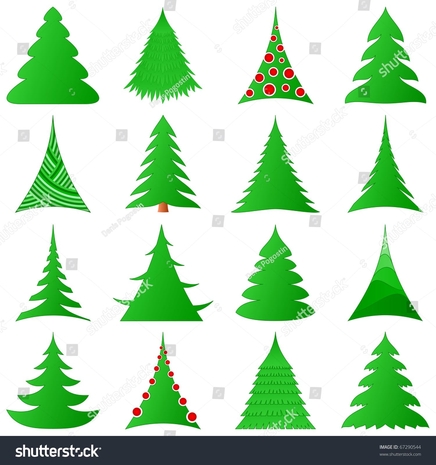 Christmas Trees Collection Stock Vector 67290544 - Shutterstock