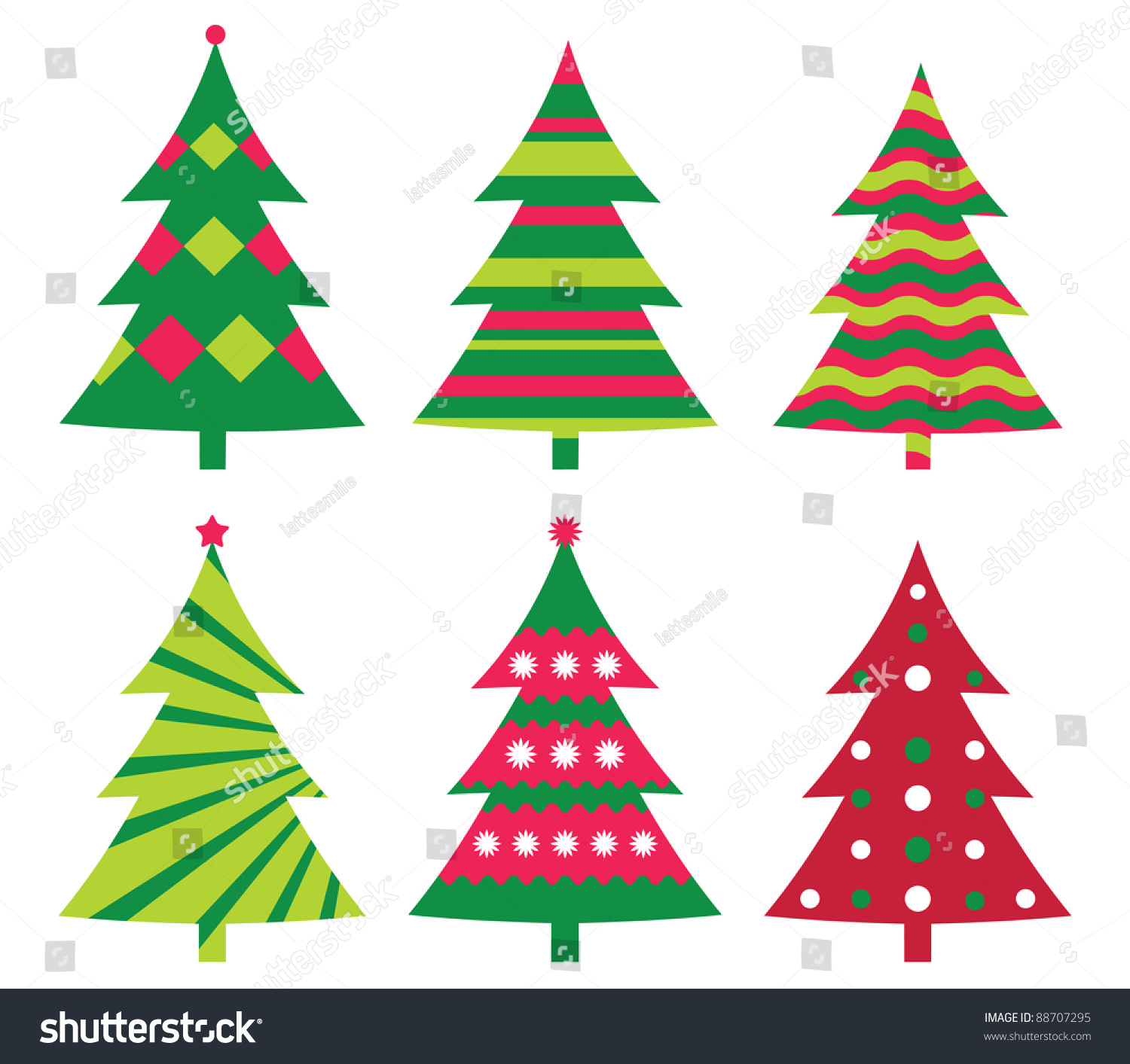 Christmas Trees Vector Collection - 88707295 : Shutterstock