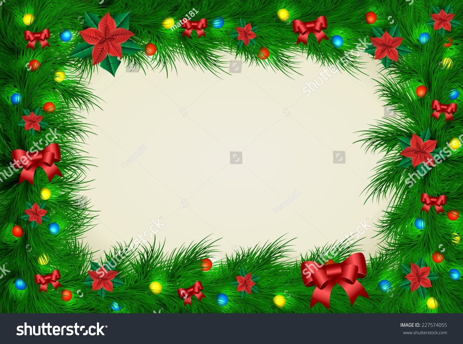Christmas Vector Frame Picture Text Horizontal Stock Vector 227574055 ...
