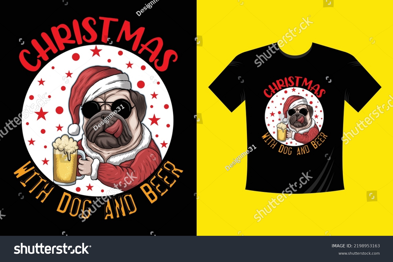 SVG of Christmas with dog and beer-  t shirt design free vector svg design template  svg