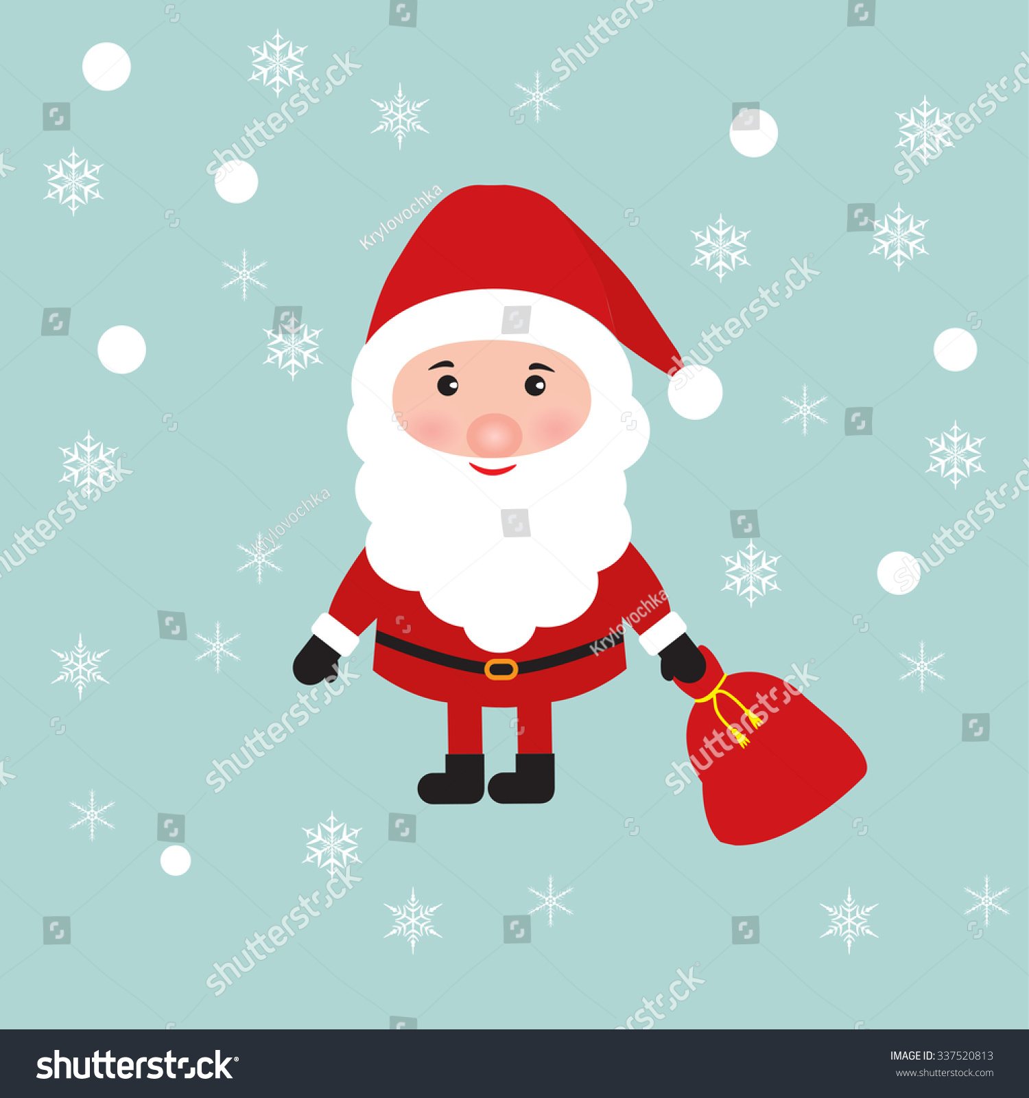 Seamless background Christmas cartoon Santa Claus and snowflakes