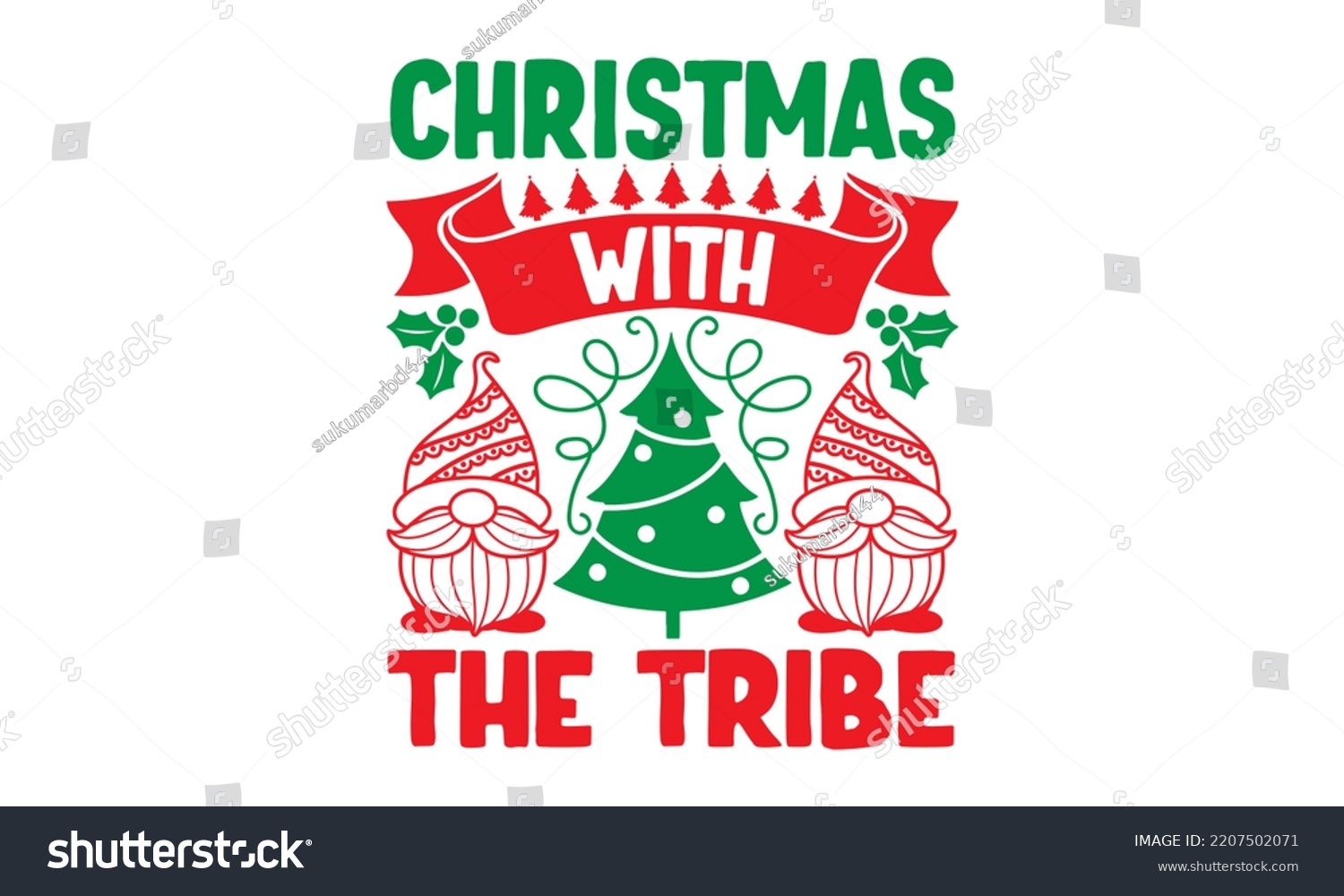 SVG of Christmas With The Tribe - Christmas SVG Design, Hand drawn lettering phrase isolated on white background, Calligraphy T-shirt design, EPS, SVG Files for Cutting, bag, cups, card svg