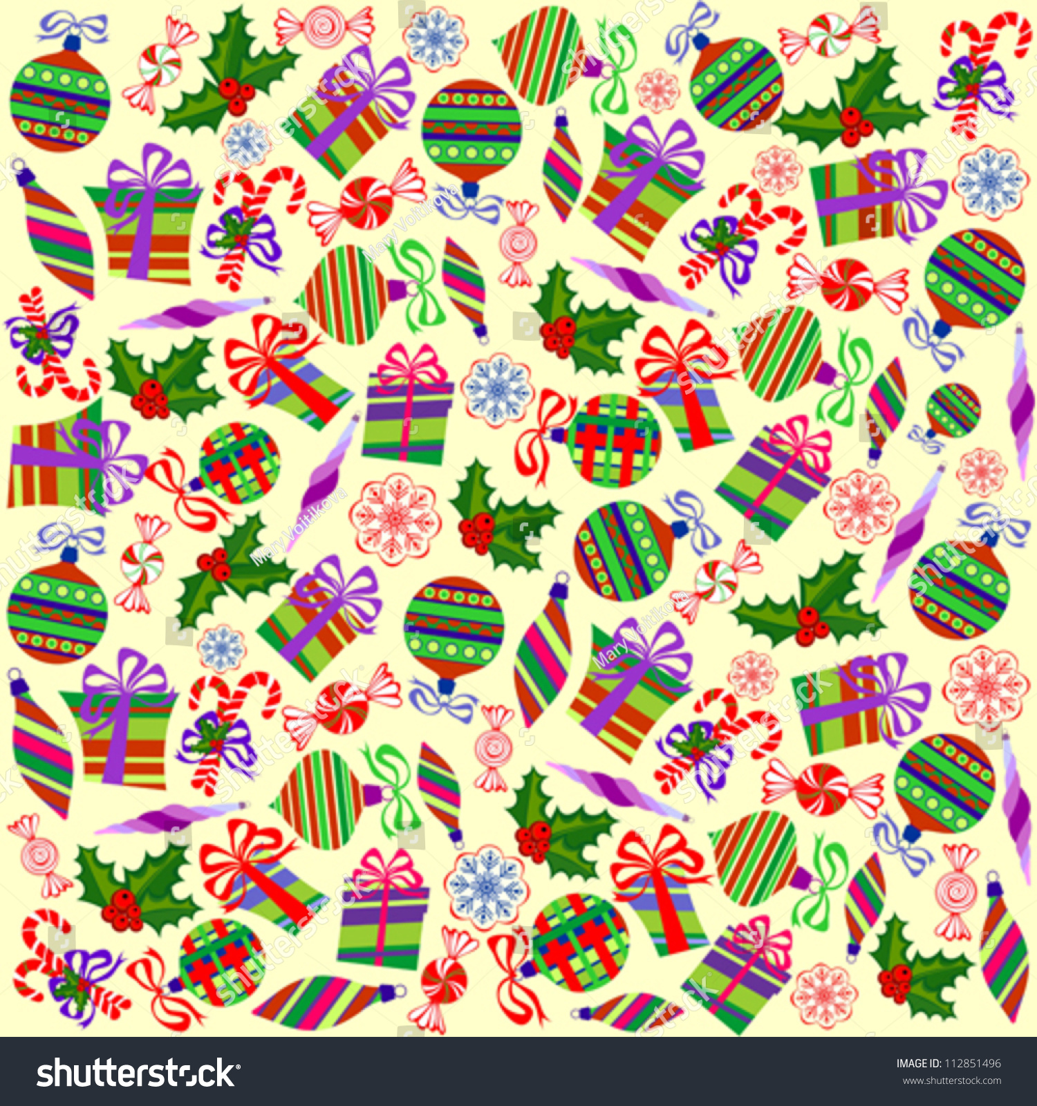 Christmas Wrapping Paper Holly Berries Snowballs Stock Vector 112851496 ...