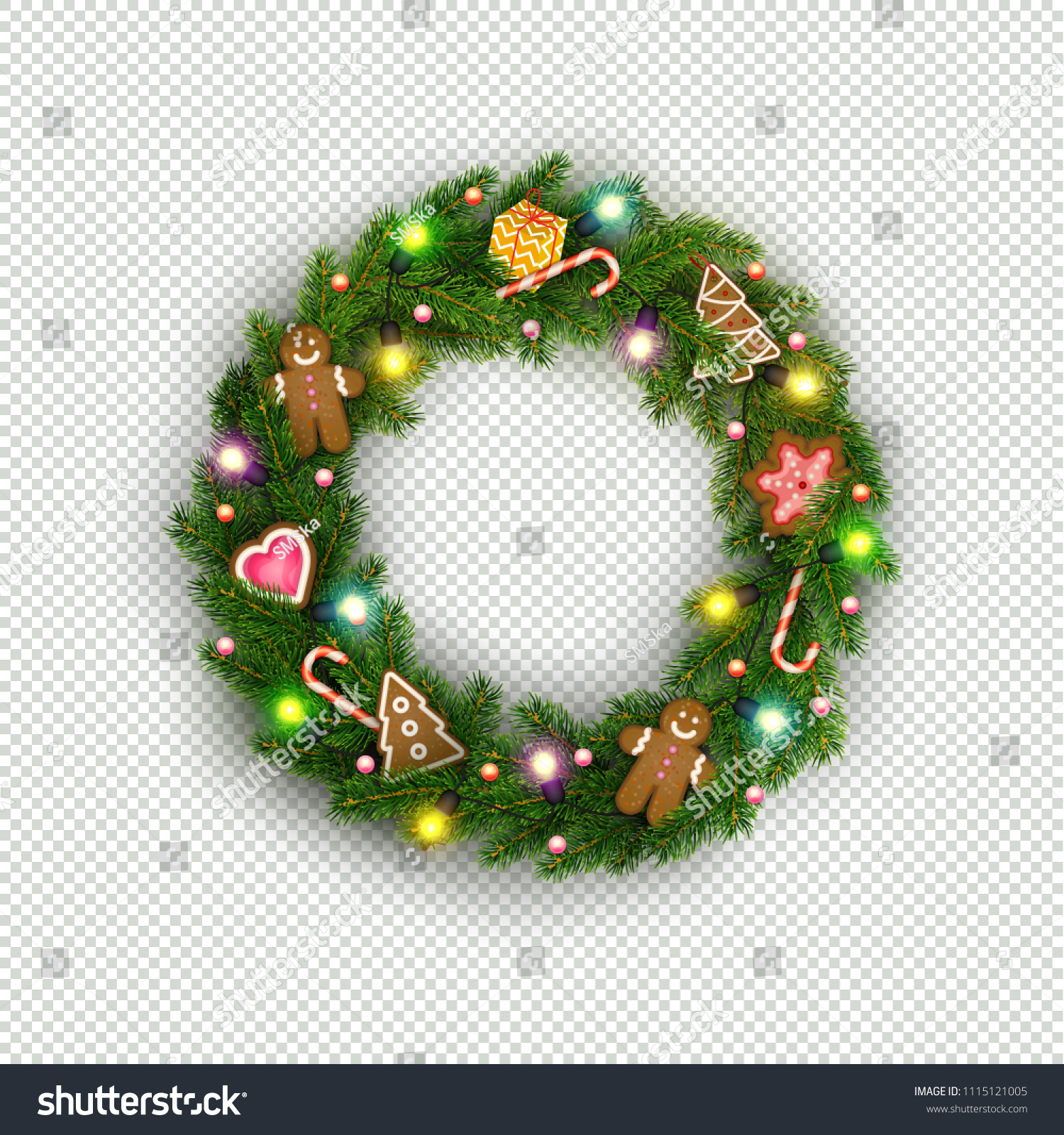 Christmas Wreath Realistic Christmas Tree Branches Stock Vector 1115121005 Christmas Wreath Realistic Christmas Tree Branches Stock Vector 1115121005