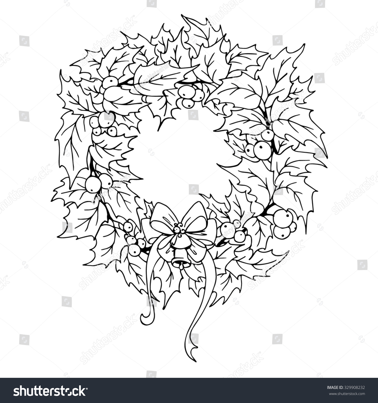 christmas wreath outline stock vector royalty free 329908232 christmas wreath outline