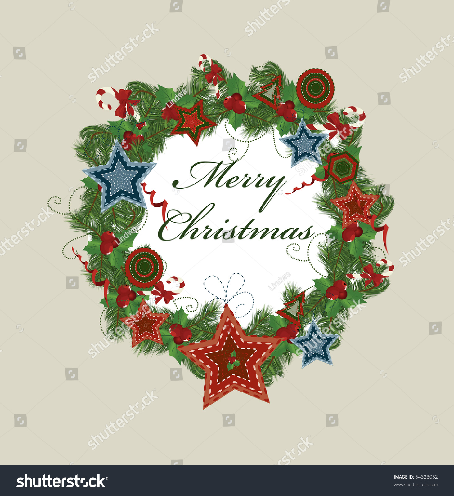 Christmas Wreath. Vector - 64323052 : Shutterstock