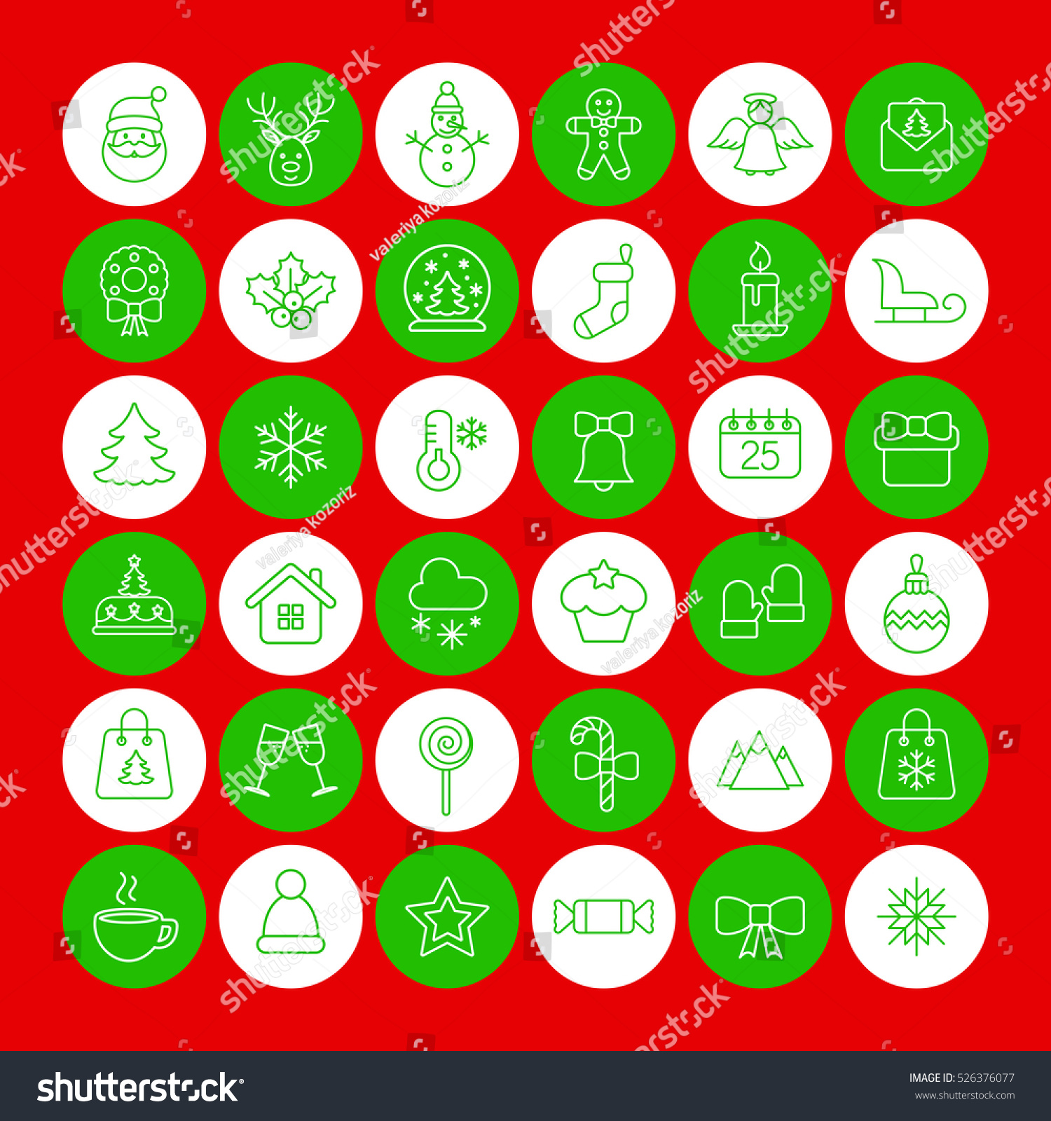 christmas xmas new year winter celebration decoration symbol logo vector outline thin line icons in circle