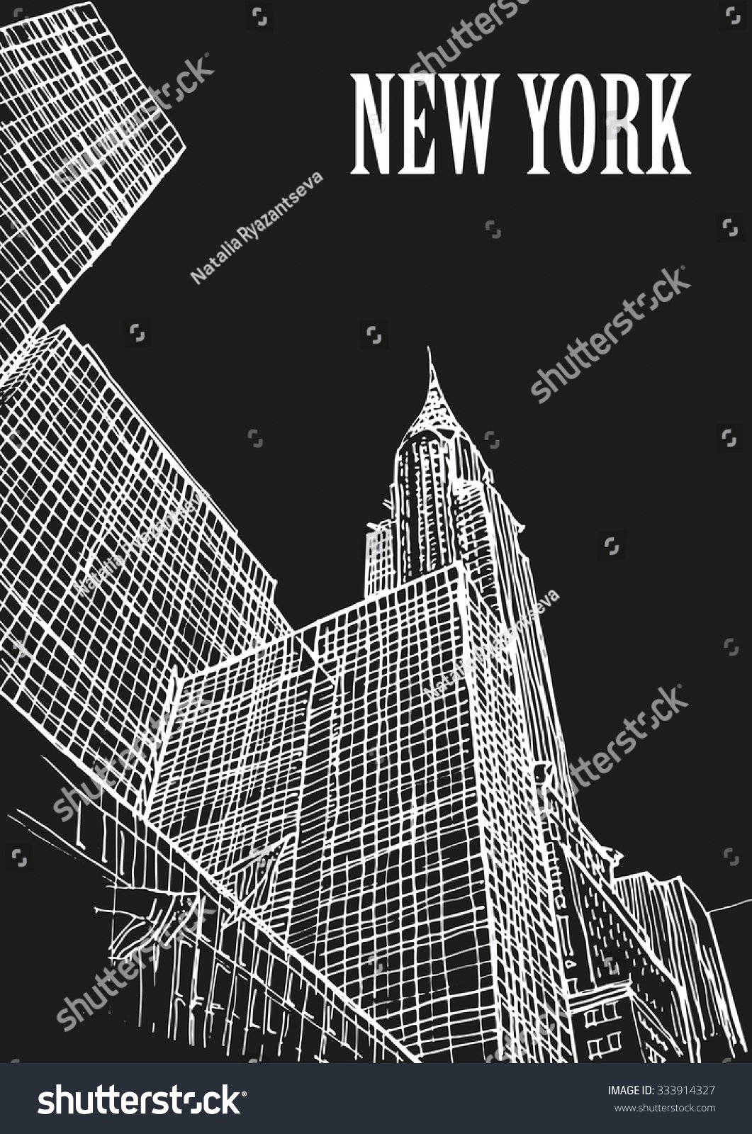 SVG of Chrysler building, New York skylines, USA. Ink sketch, hand drawing, mixed media. svg