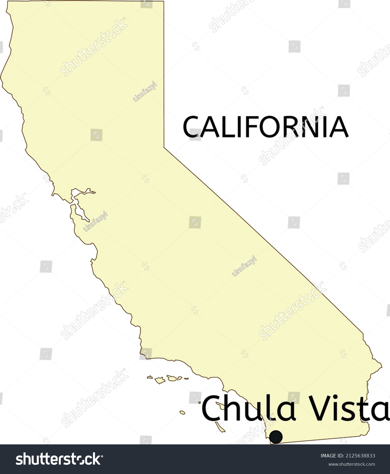 Chula Vista City Location On California Stock Vector (royalty Free 