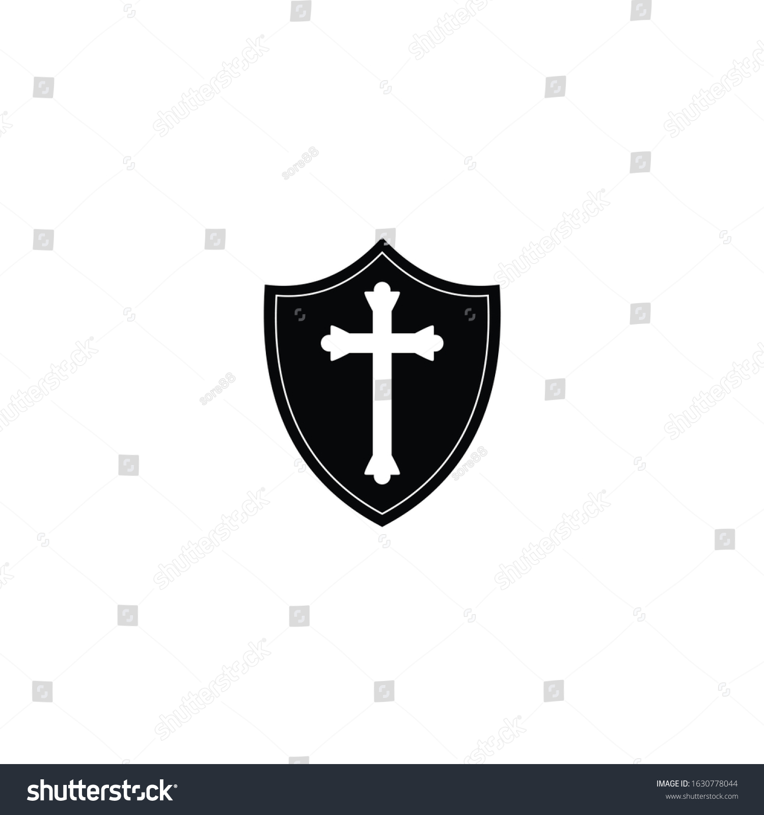 Church Christian Cross Shield Design Inspiration Stock Vector (Royalty ...