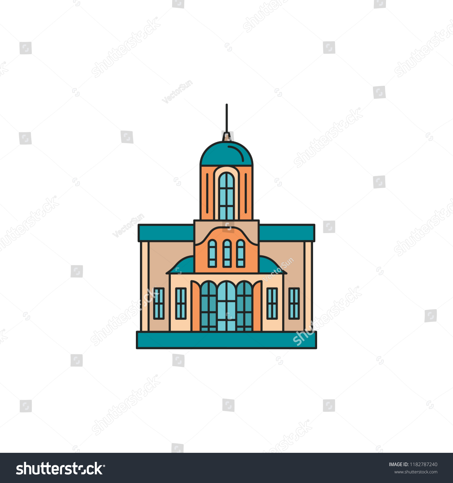 Church Icon Cartoon Monastery Church Icon Stock Vector (royalty Free 