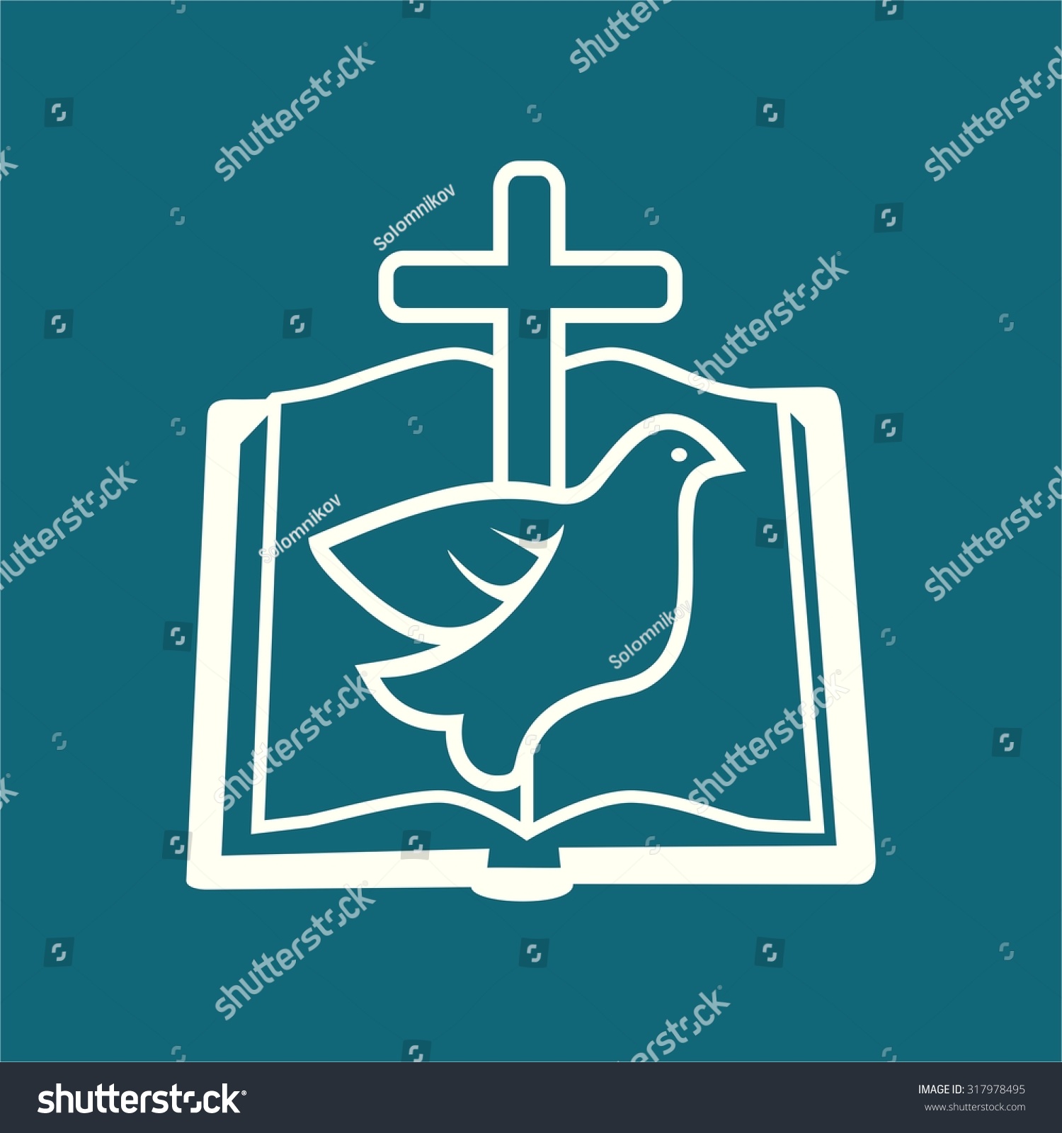 Church Logo Open Bible Dove Cross Stock Vector 317978495 - Shutterstock