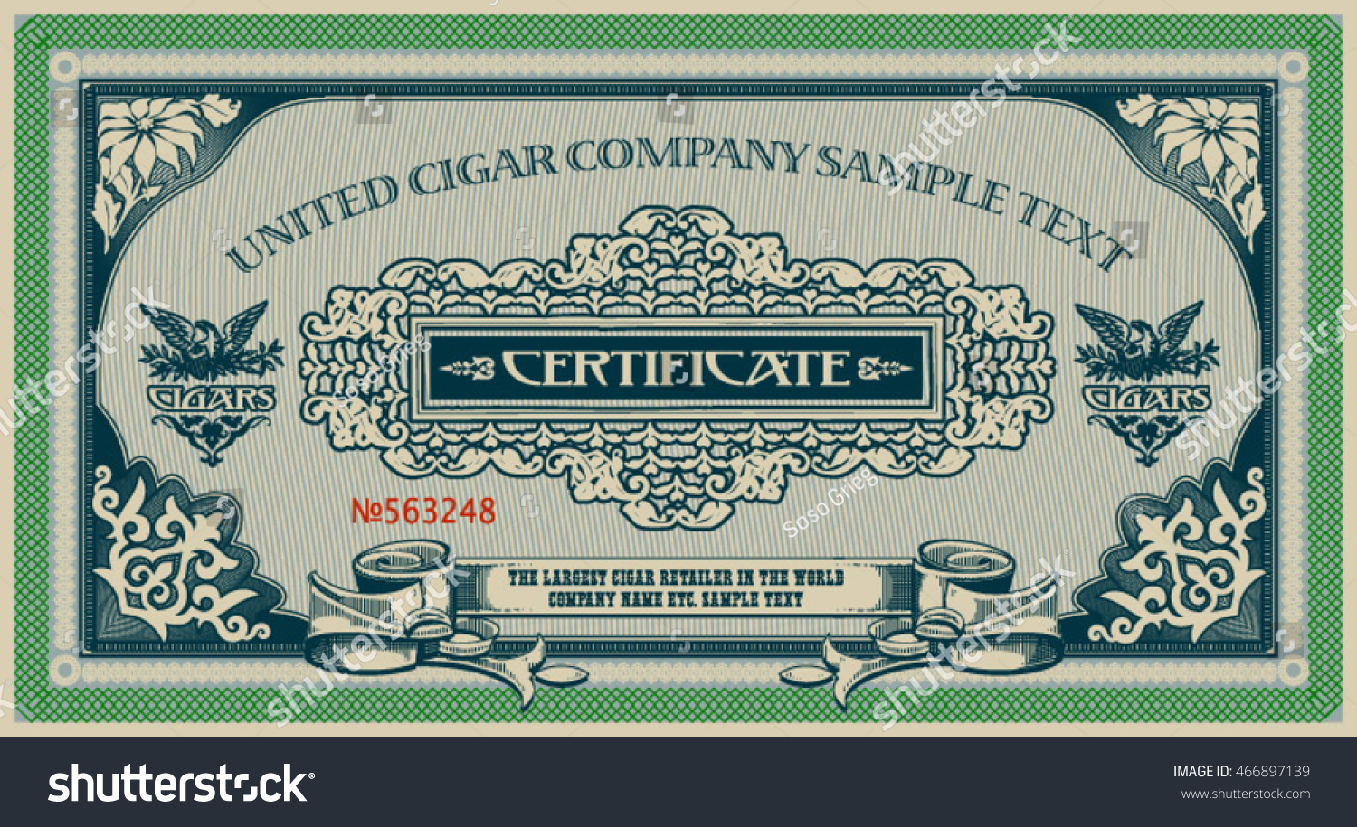 cigar box design certificate template stock vector 466897139 shutterstock