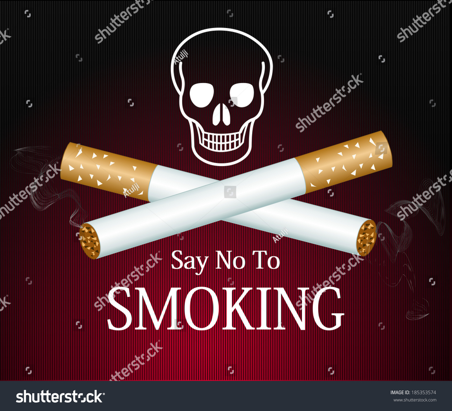 Cigarette Smoke Graphic On Red Background Stock Vector 185353574 ...