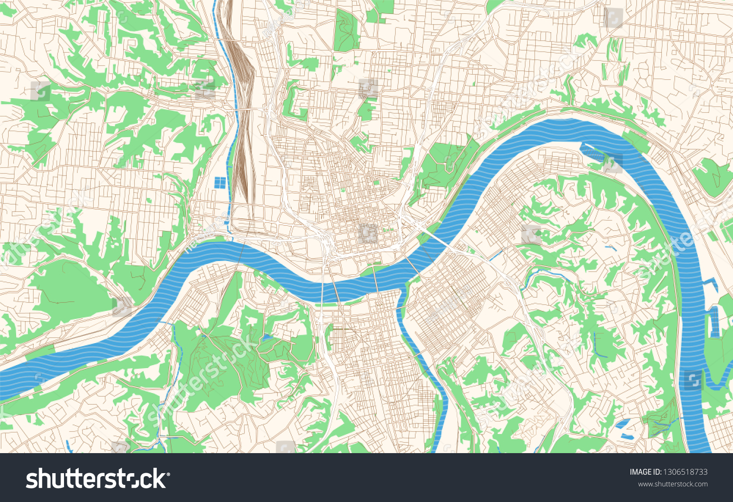 Street Map Of Cincinnati Ohio Cincinnati Ohio Printable Map Excerpt This Stock Vector (Royalty Free)  1306518733 | Shutterstock