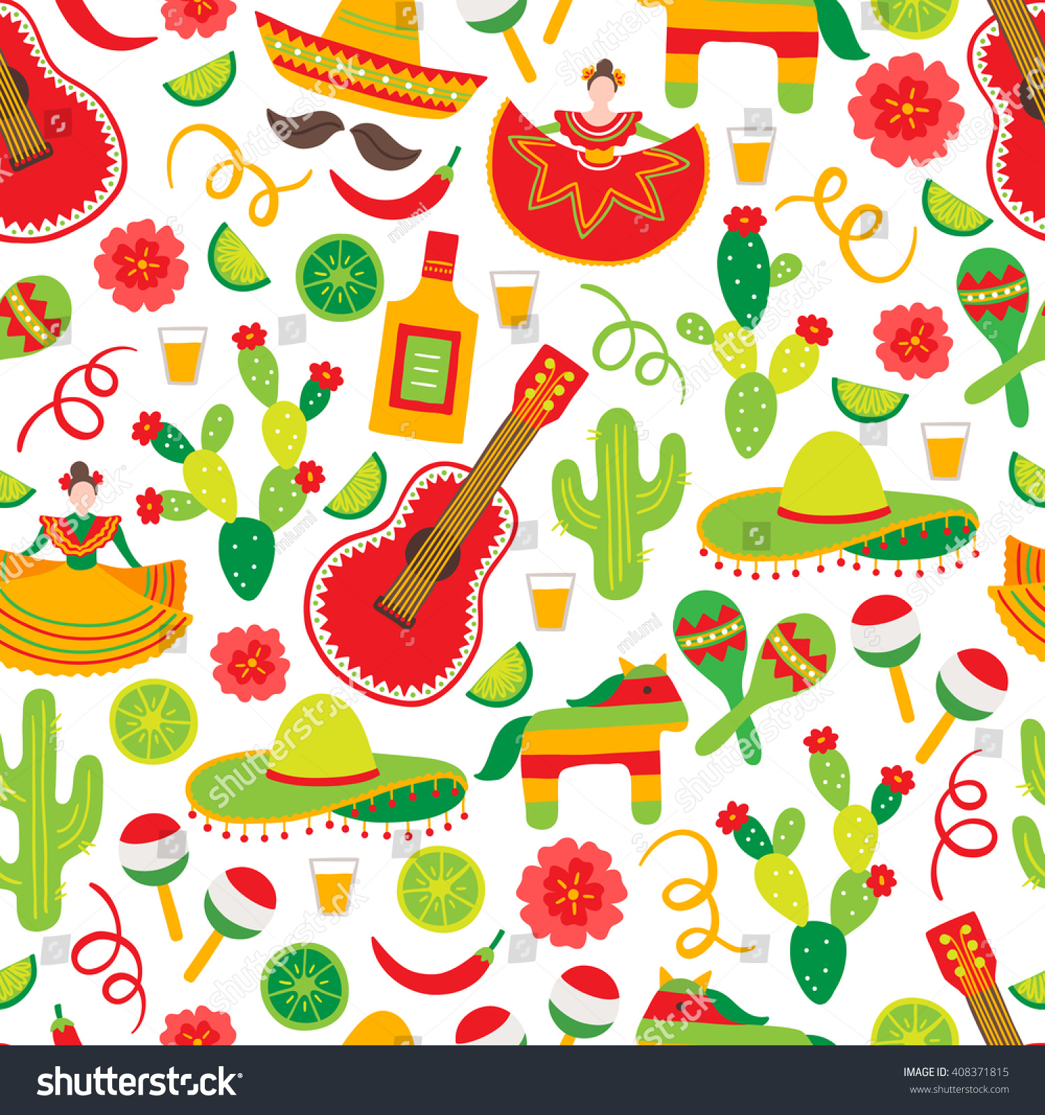 Cinco De Mayo (Fifth Of May) Seamless Pattern With Dancing Woman ...