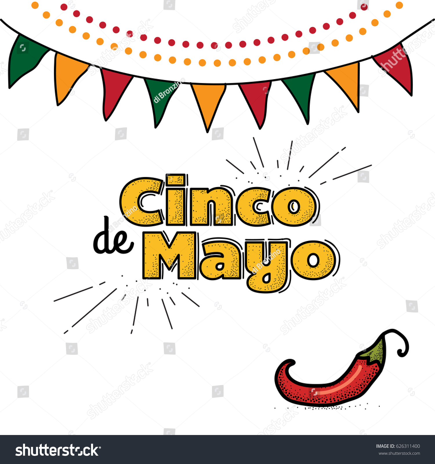 Cinco De Mayo Logo Hand Drawn Stock Vector (Royalty Free) 626311400 ...