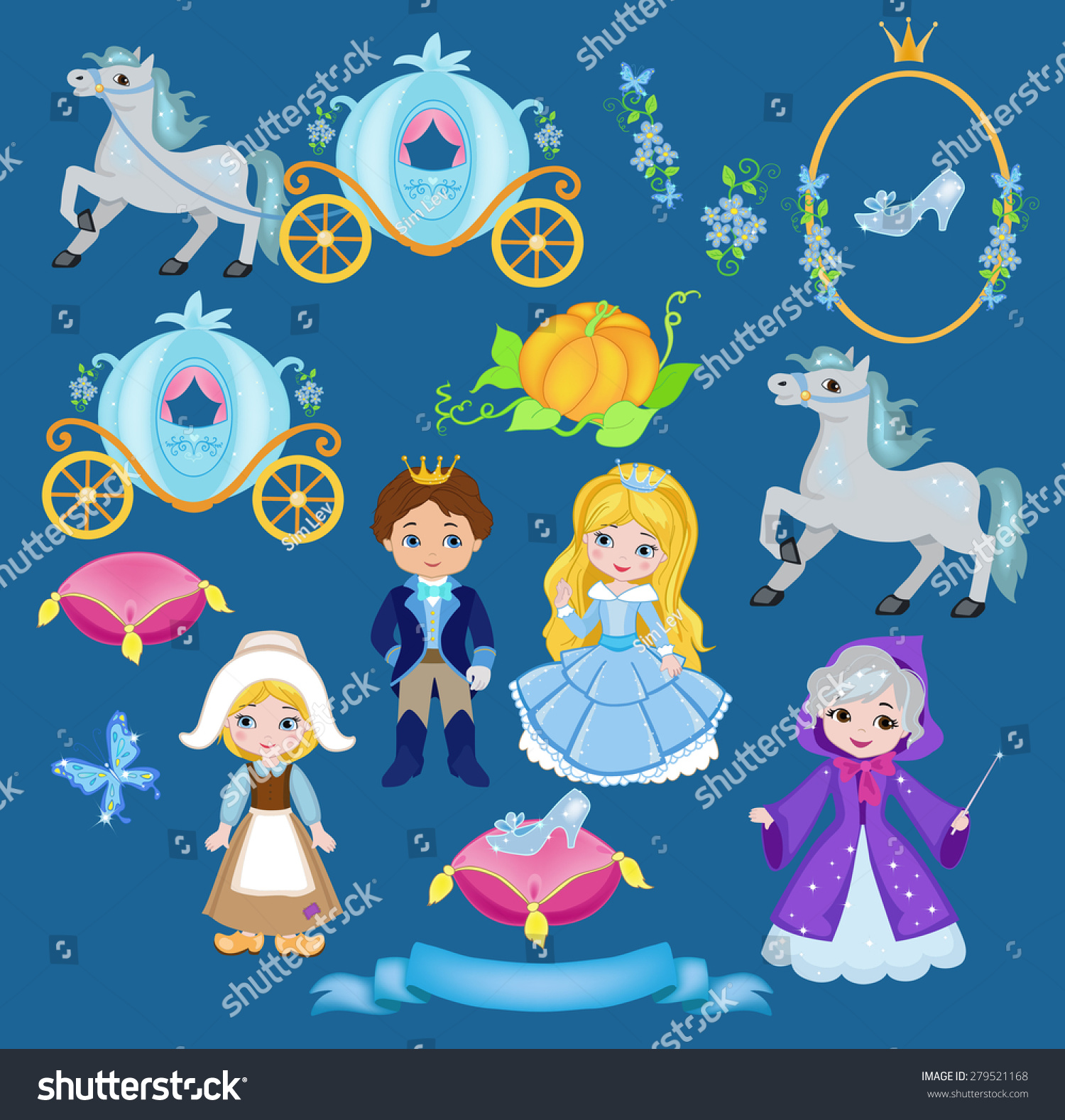 SVG of Cinderella vector illustration set svg