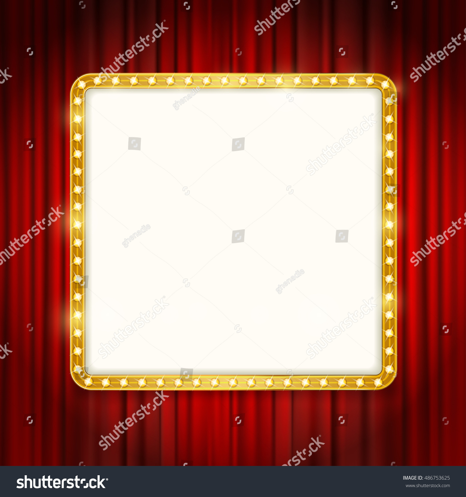 Cinema Golden Square Frame Shining Light Stock Vector (Royalty Free ...