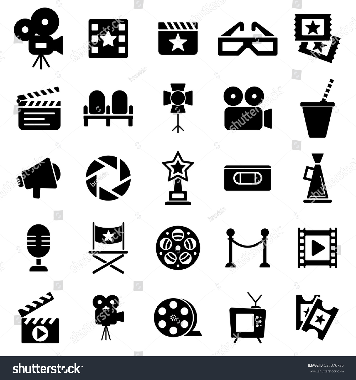 Cinema Retro Movies Icons Set Template Stock Vector 527076736 ...