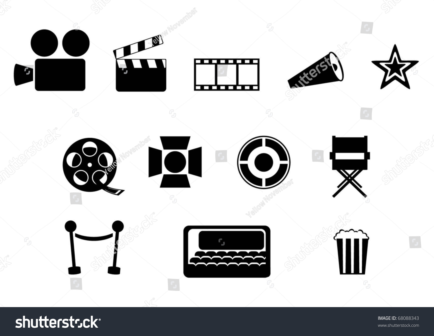 Cinema Simple Icon Set Stock Vector 68088343 - Shutterstock