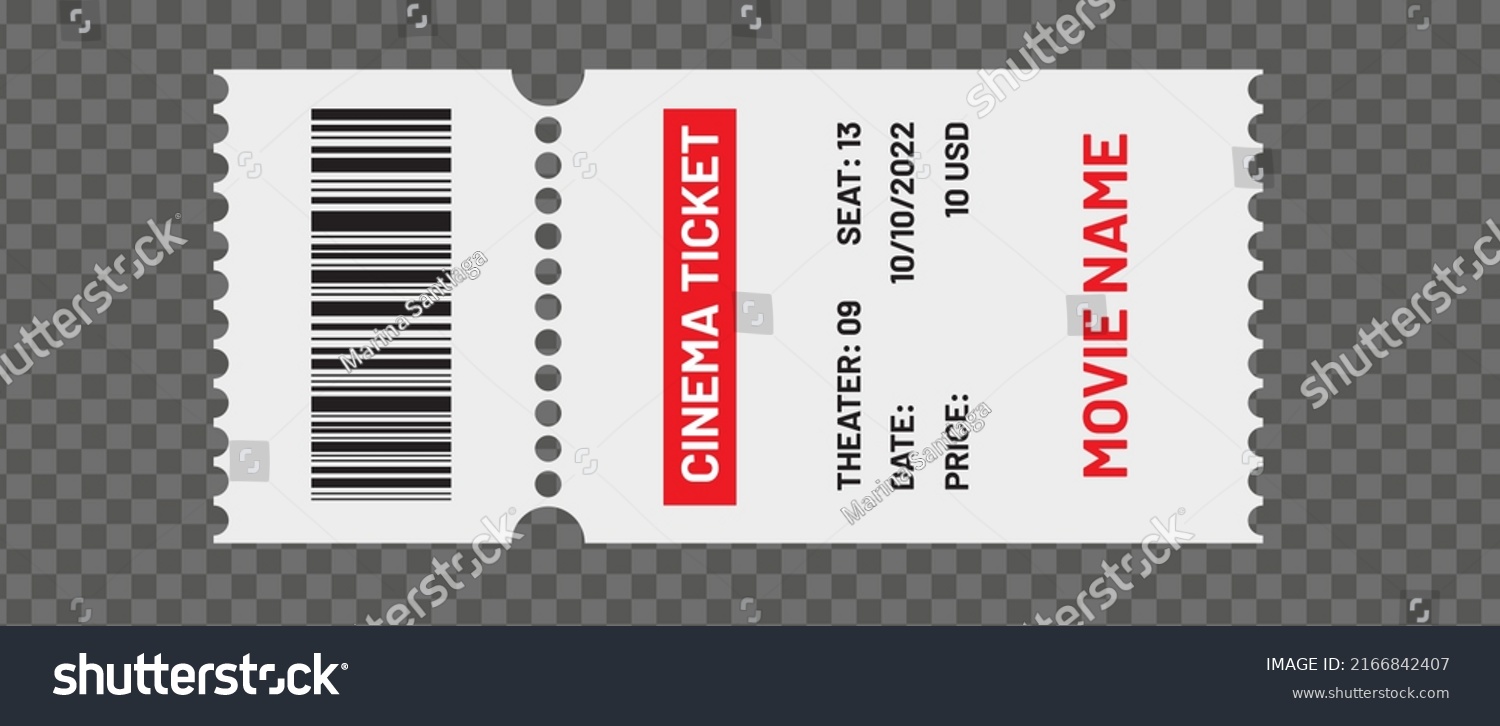 Cinema Ticket Isolated On Transparent Background Stock Vector (Royalty ...