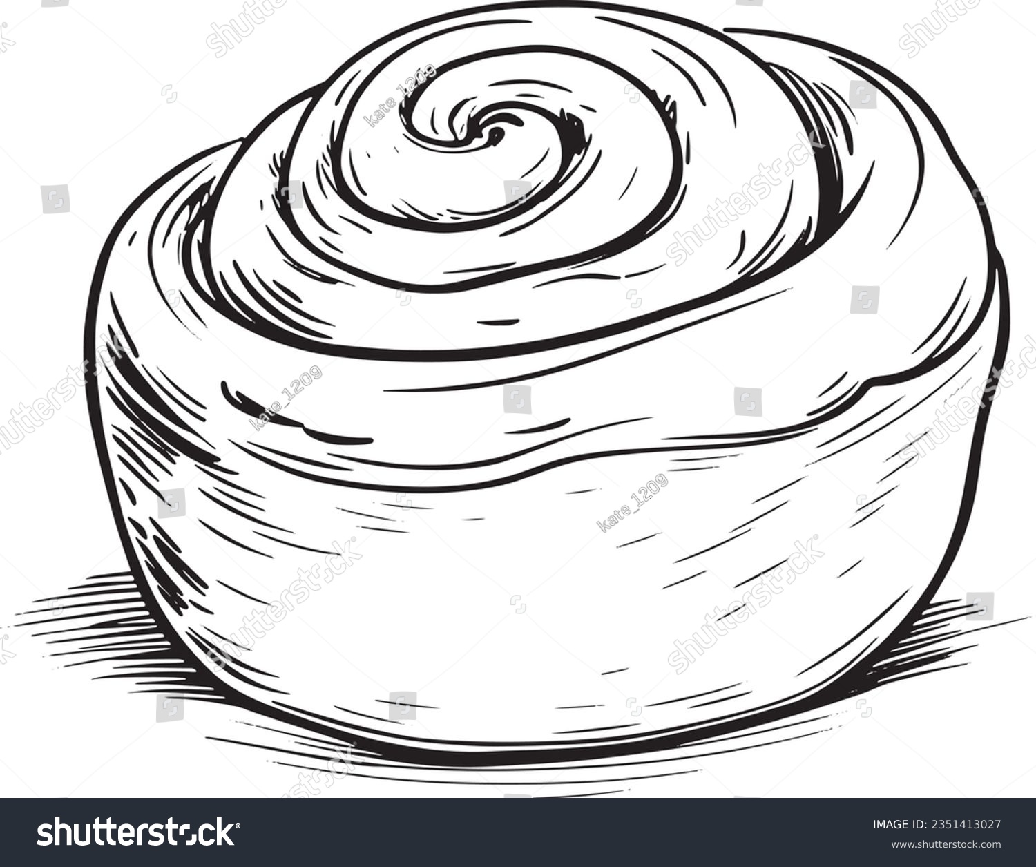 SVG of Cinnamon roll engraving style, Basic simple Minimalist vector SVG logo graphic, isolated on white background, children's coloring page, outline art, thick crisp lines, black and wh svg