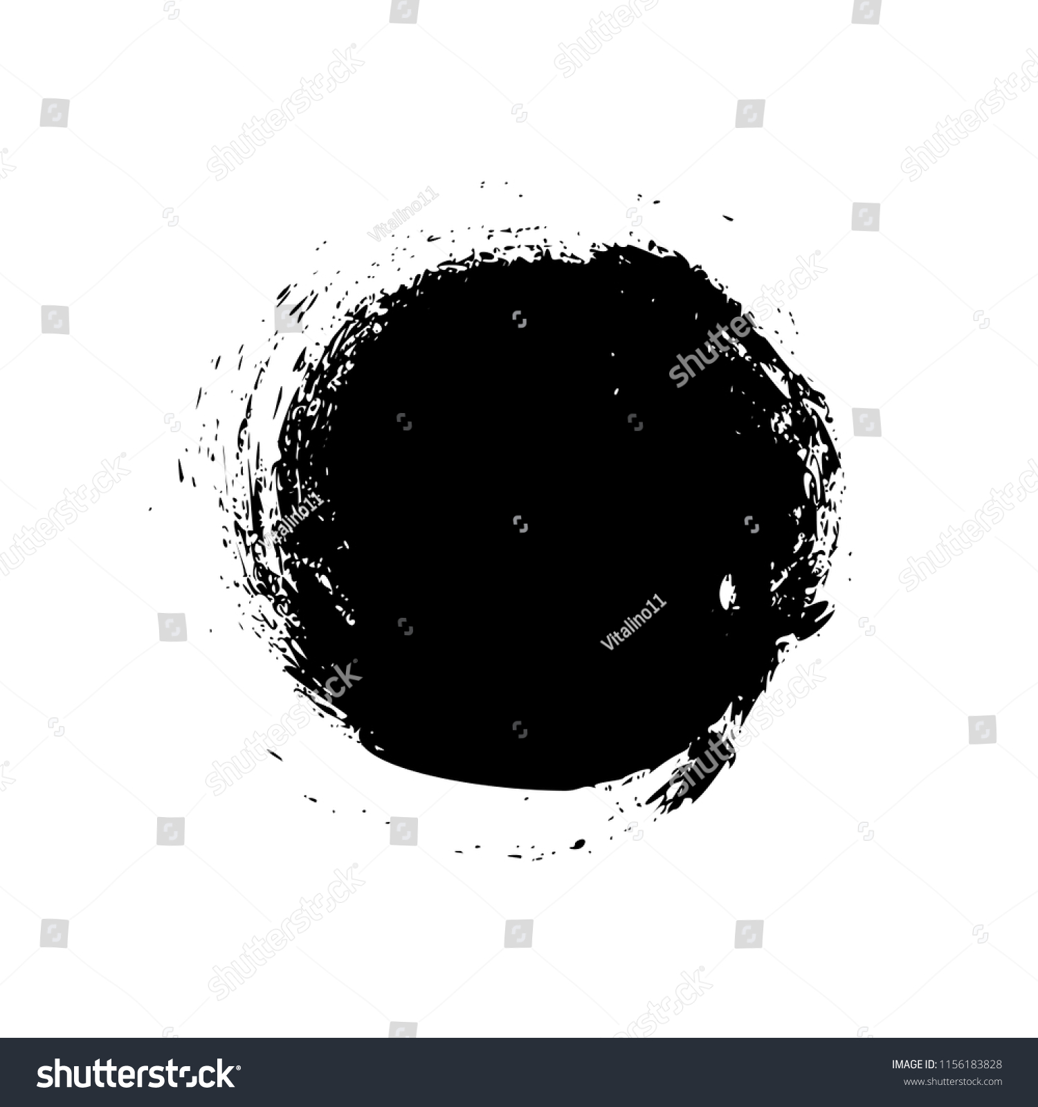 Circle Brush Stroke Isolated On White Stock Vector (Royalty Free ...