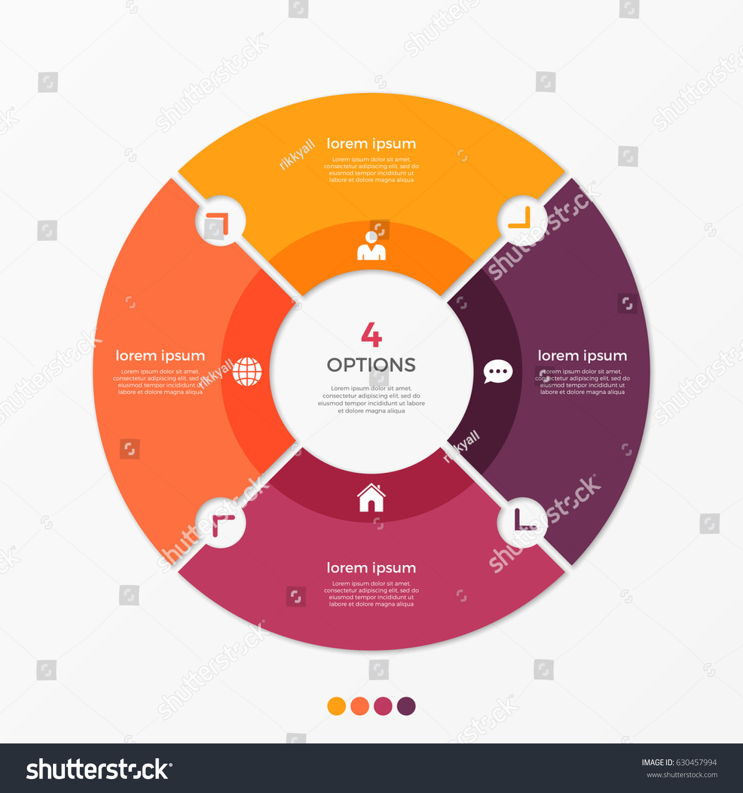 circle chart infographic template 4 options stock vector royalty