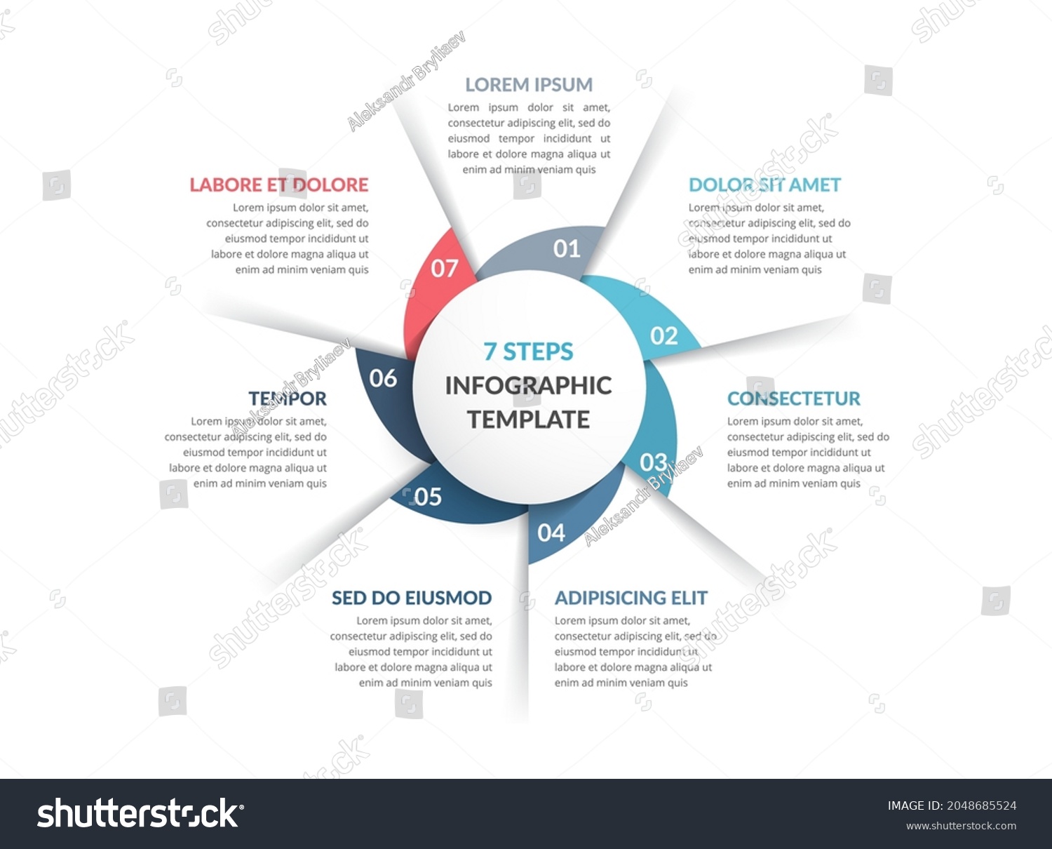 Circle Diagram Template Seven Steps Options Stock Vector (royalty Free 