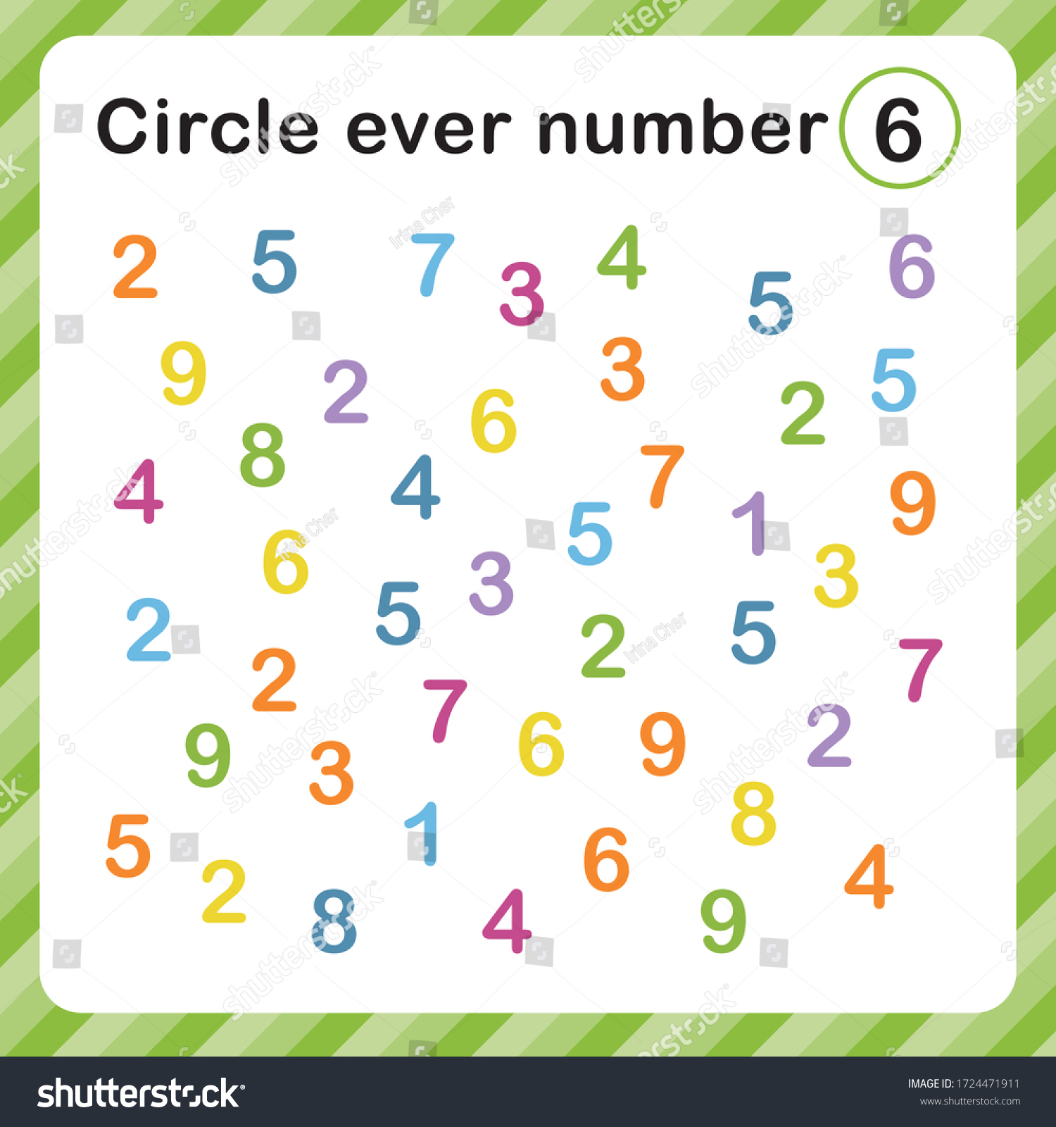 circle every number 6 exercises children stock vector royalty free 1724471911