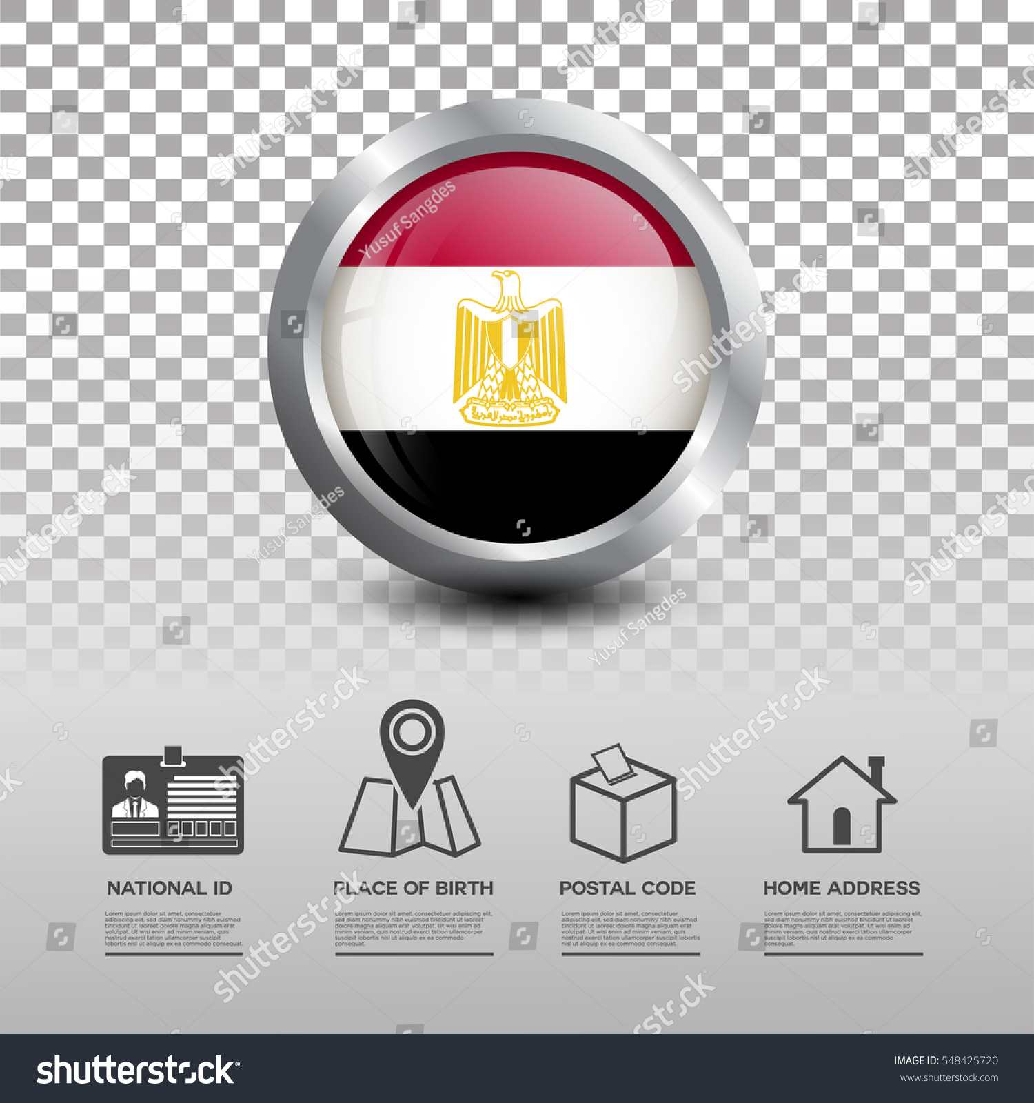 Circle Flag Egypt Glossy Icon Button Stock Vector Royalty Free 548425720