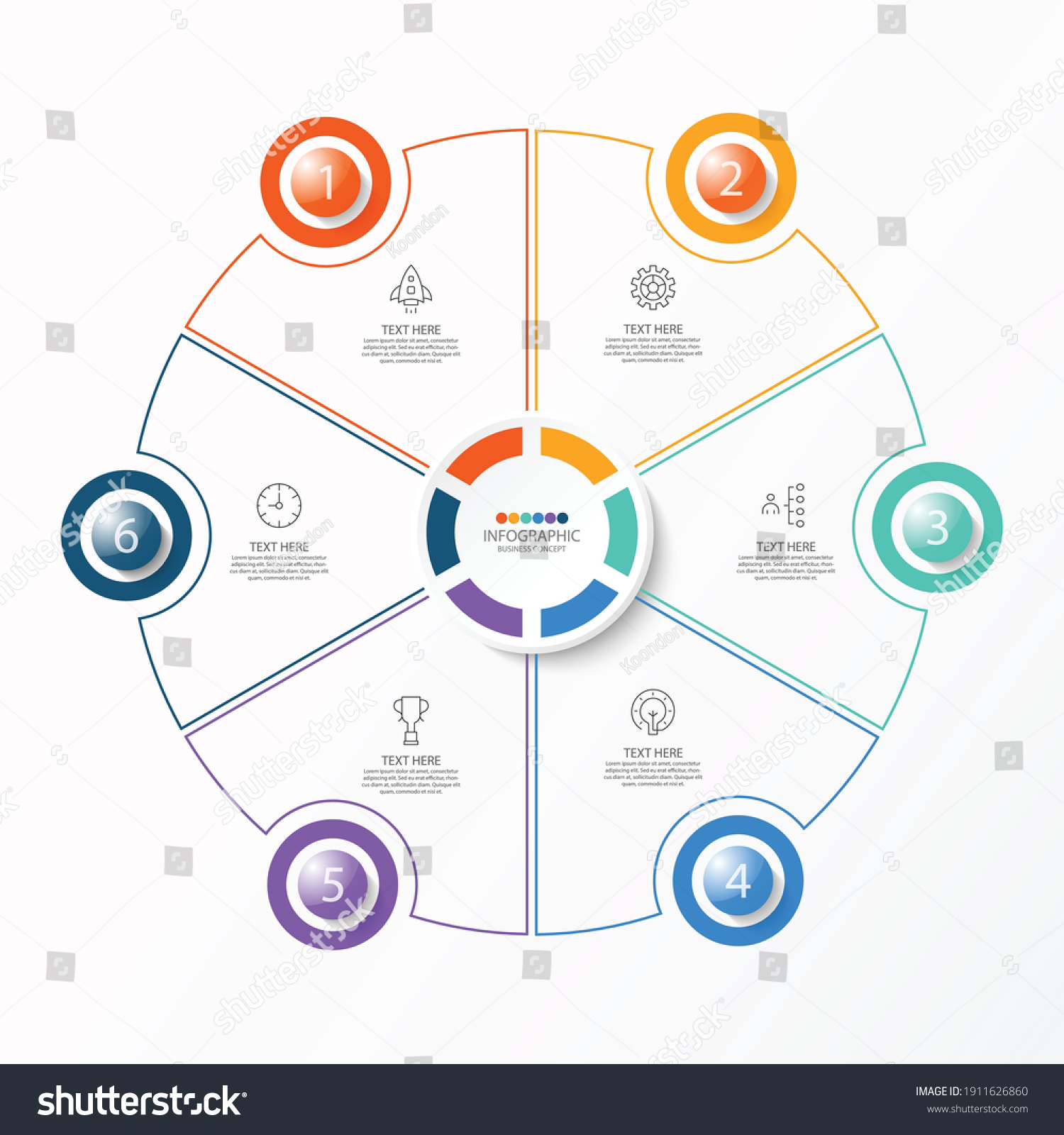 Circle Infographic Template 6 Steps Process Stock Vector (Royalty Free ...