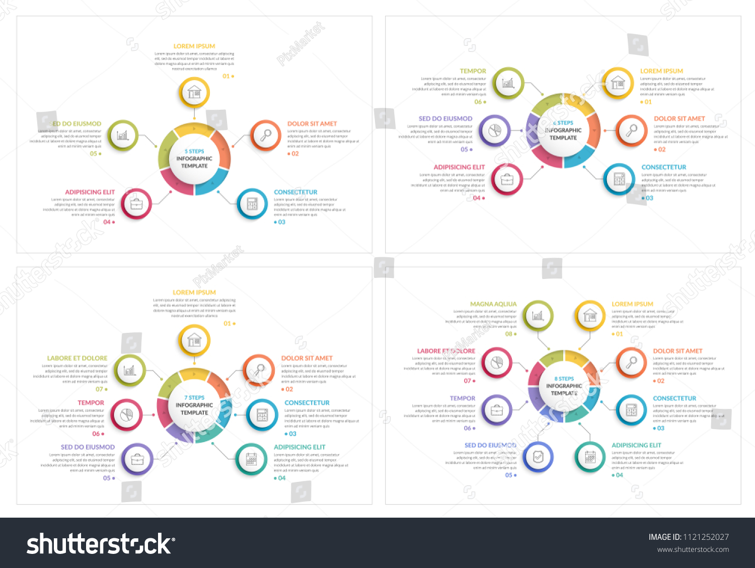 Circle Infographics Templates Five Six Seven Stock Vector Royalty Free 1121252027 6142